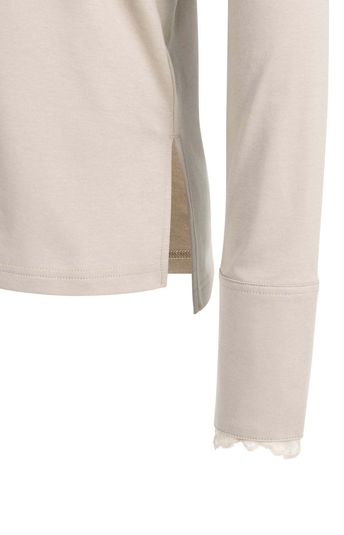 Jersey top with lace cuffs - Pure Cashmere Grey