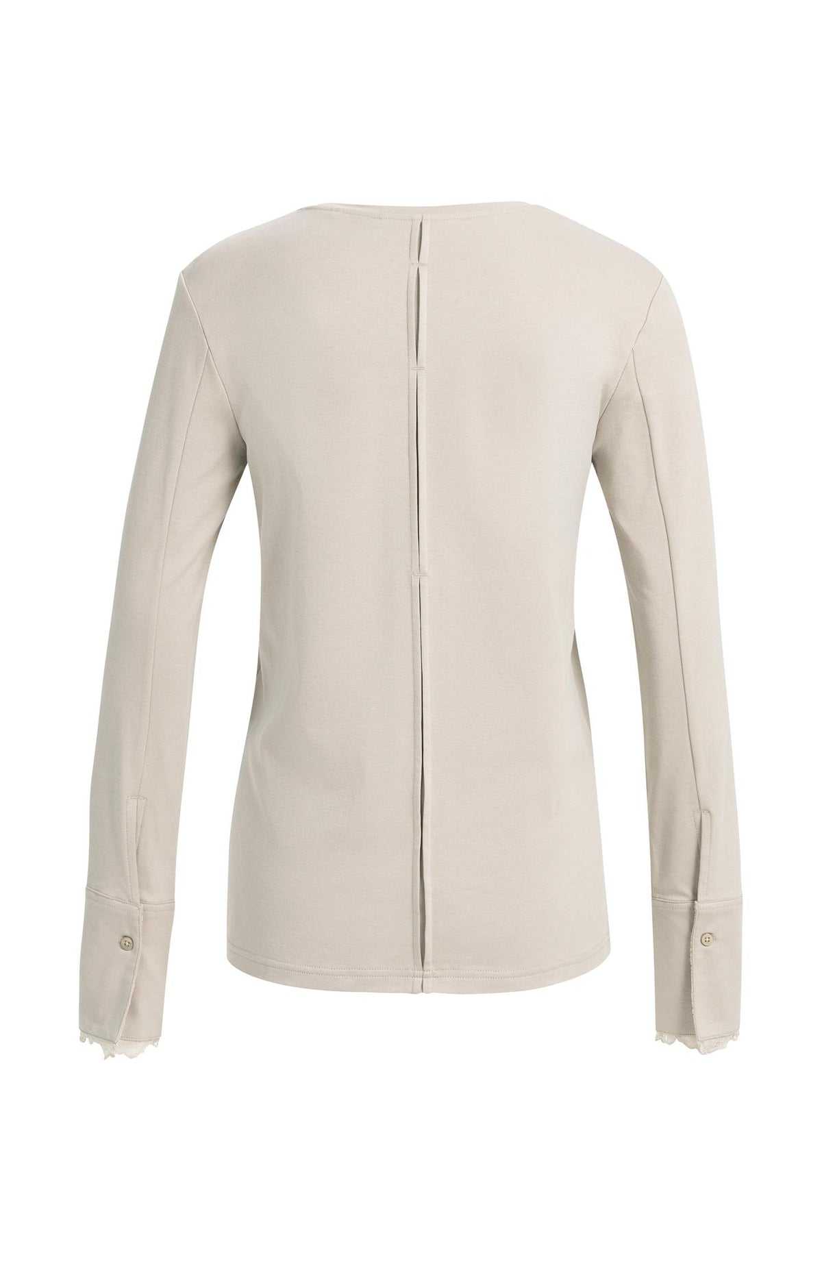 Jersey top with lace cuffs - Pure Cashmere Grey