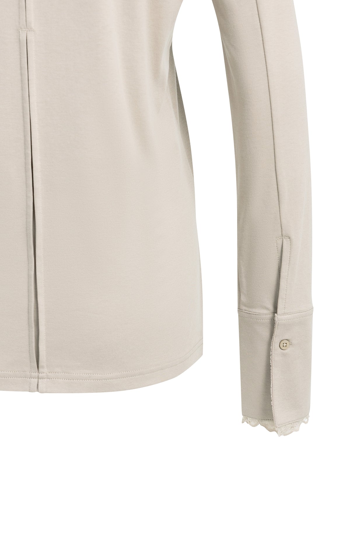 Jersey-Oberteil mit Spitzenbündchen - Pure Cashmere Grey