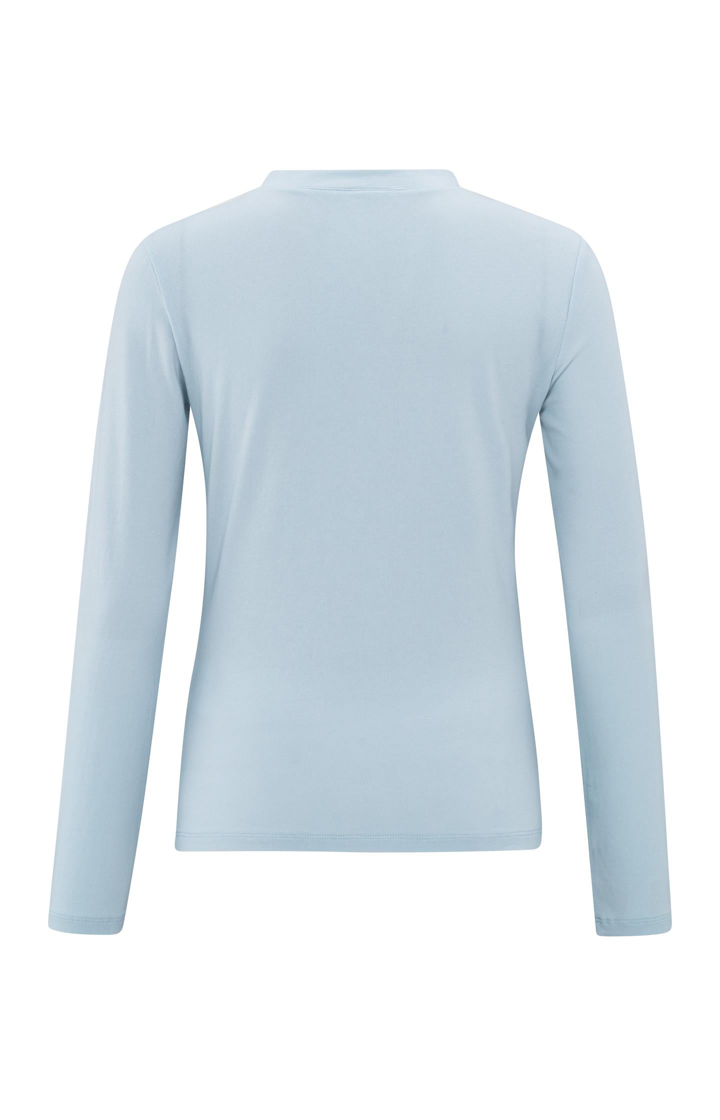 Jersey top with long sleeves and V-neck