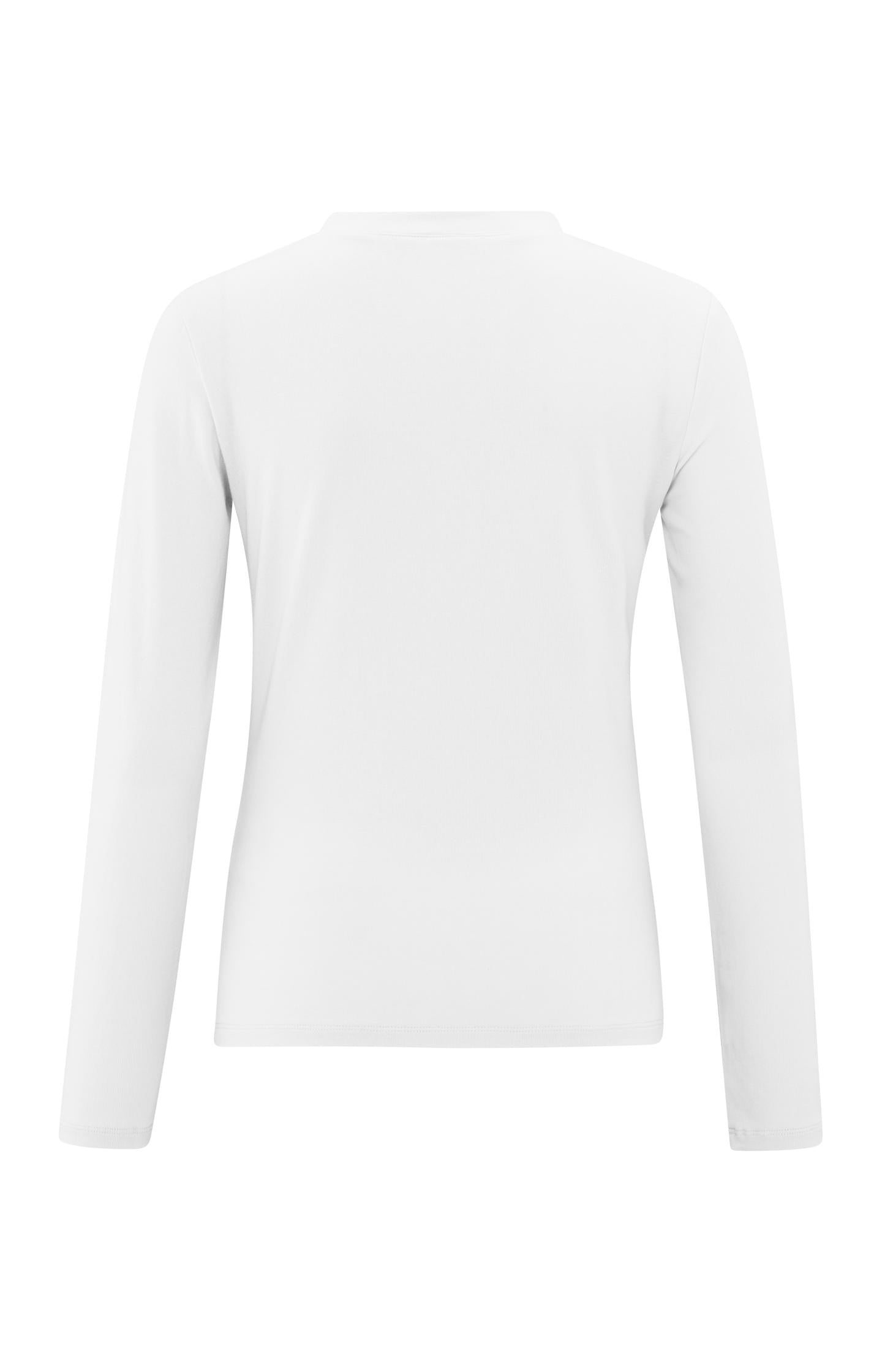 Jersey top with long sleeves and V-neck