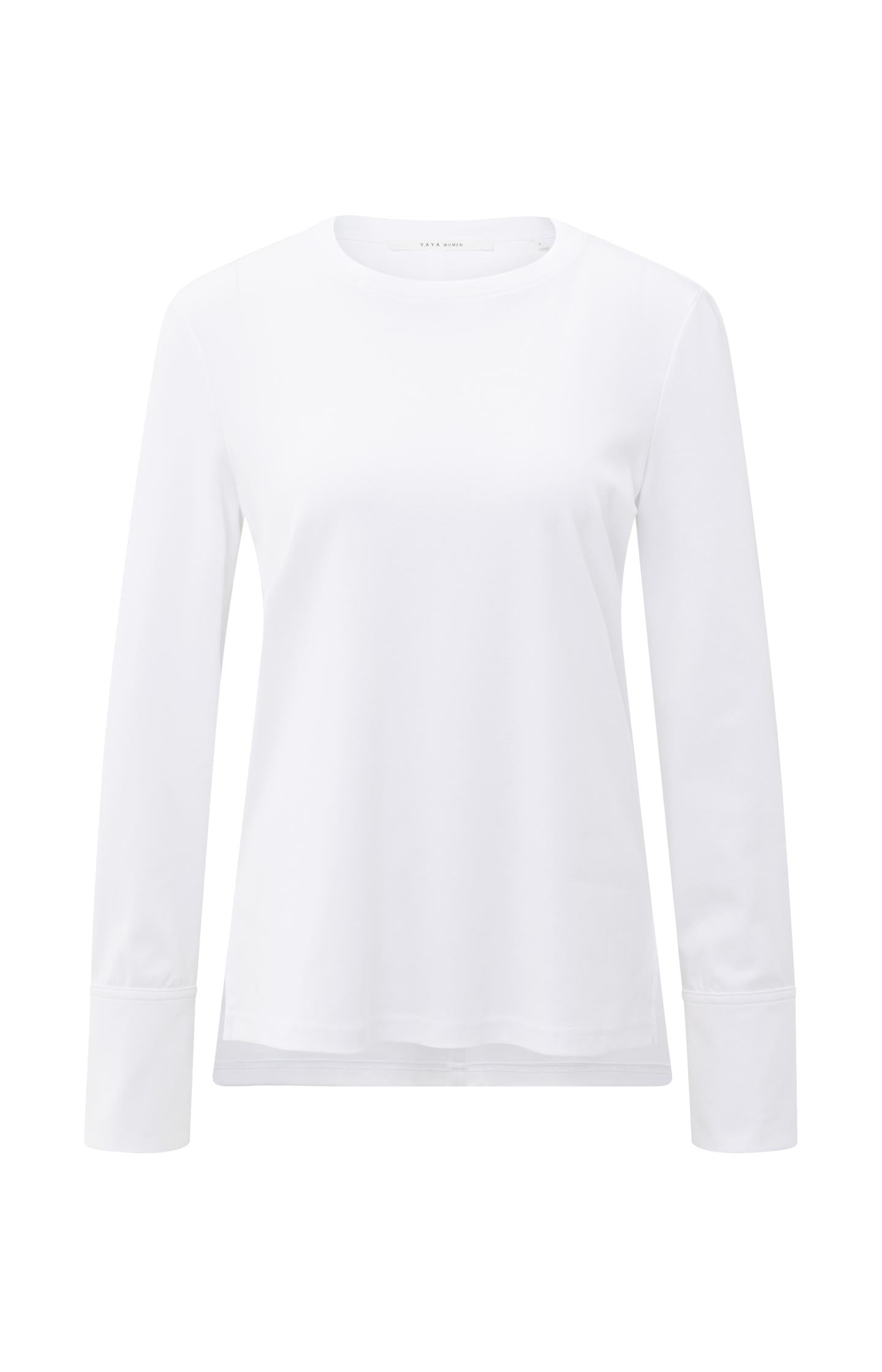 Jersey top with long sleeves and woven cuffs