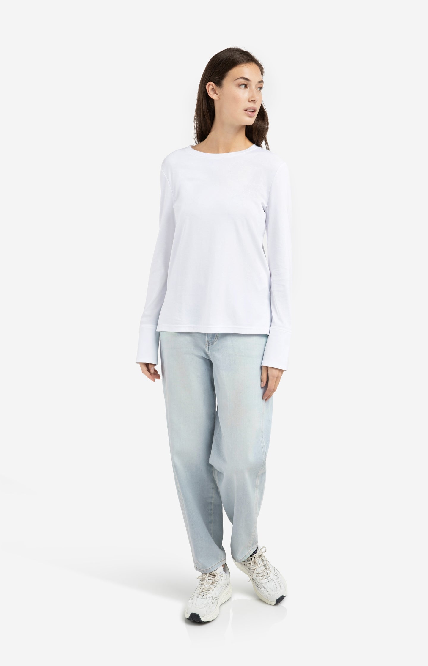 Jersey top with long sleeves and woven cuffs - Type: lookbook