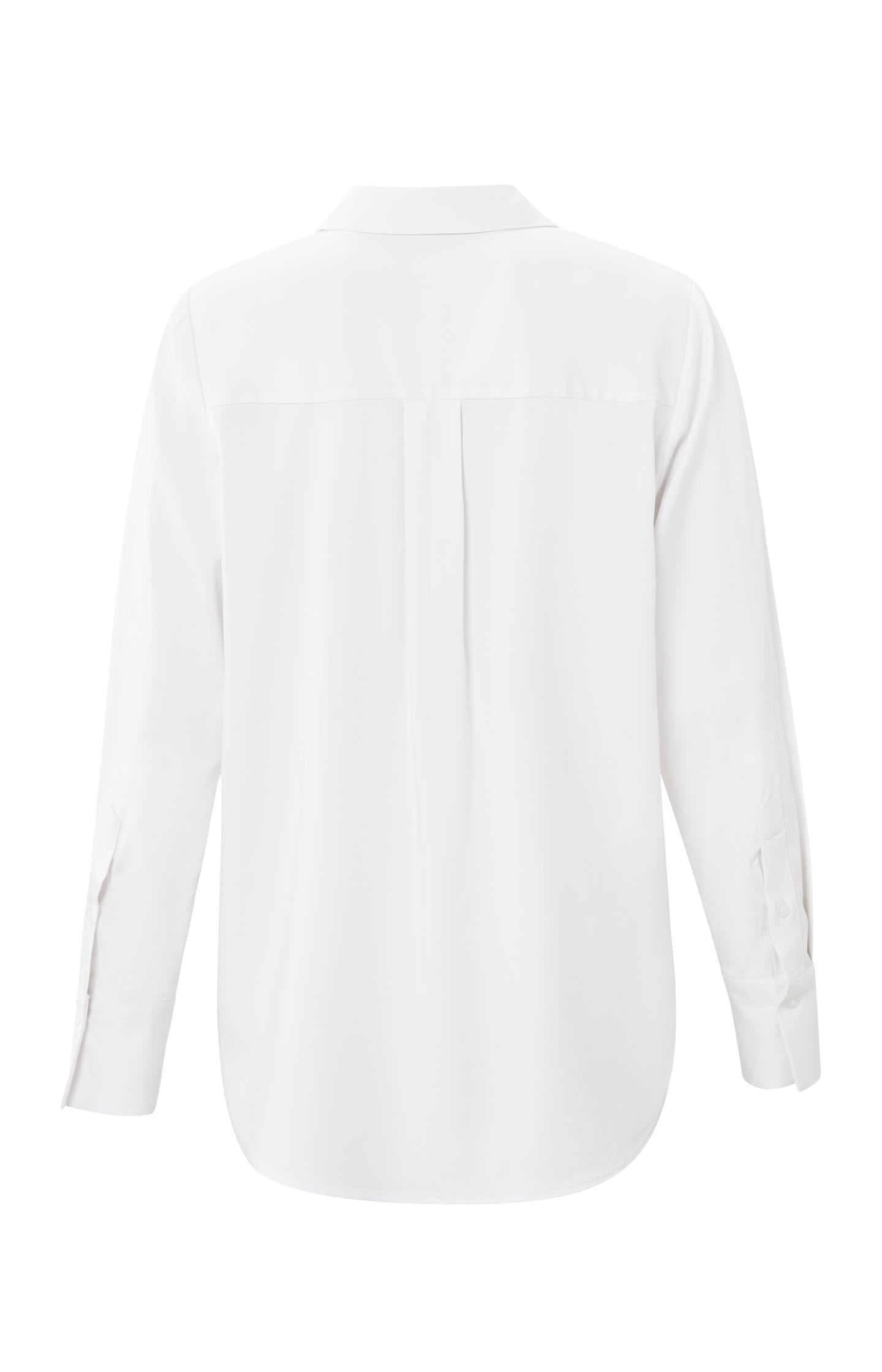 Jersey top with long sleeves, V-neck and pleated detail