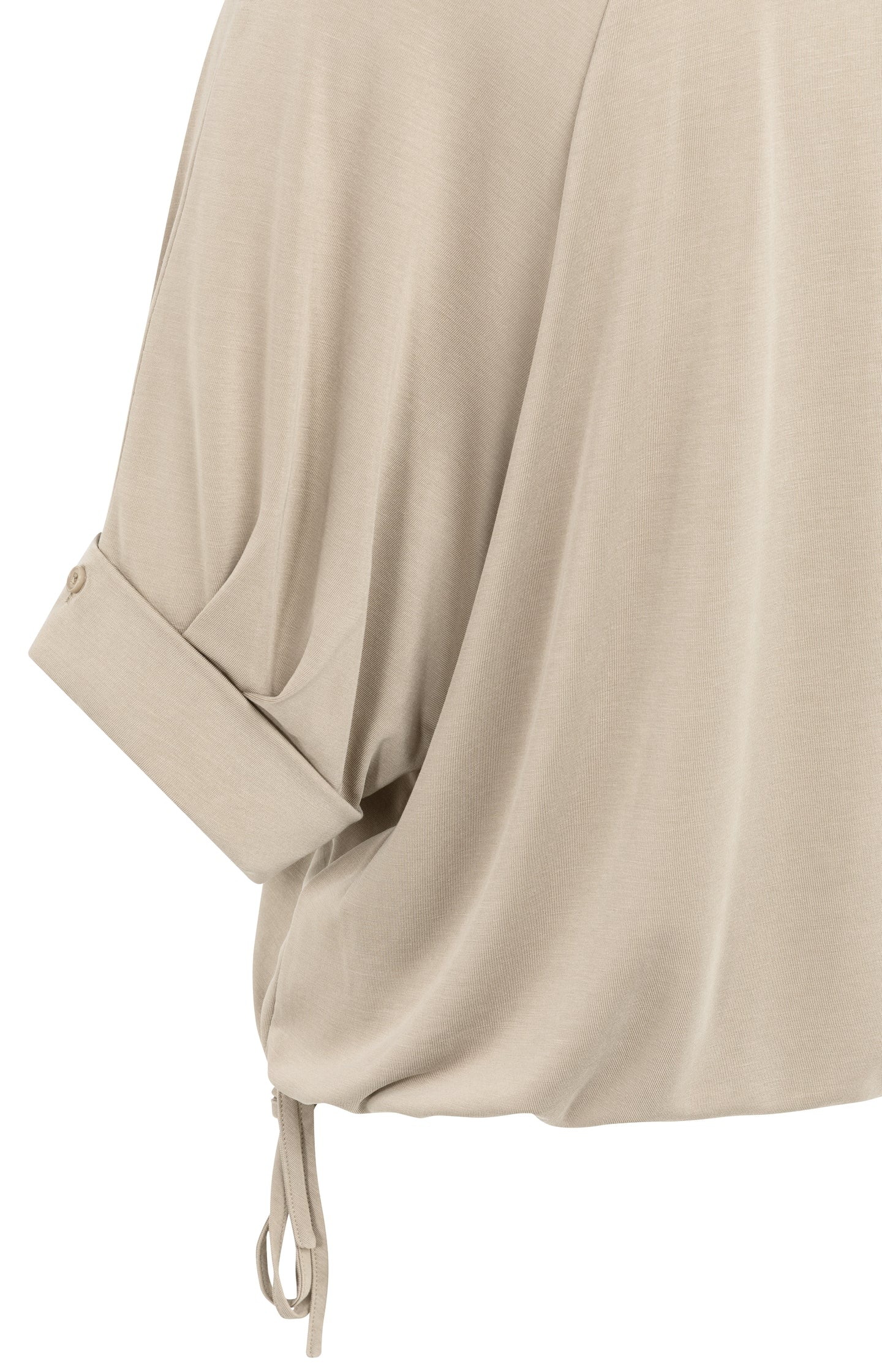 Jersey top with pleated sleeves