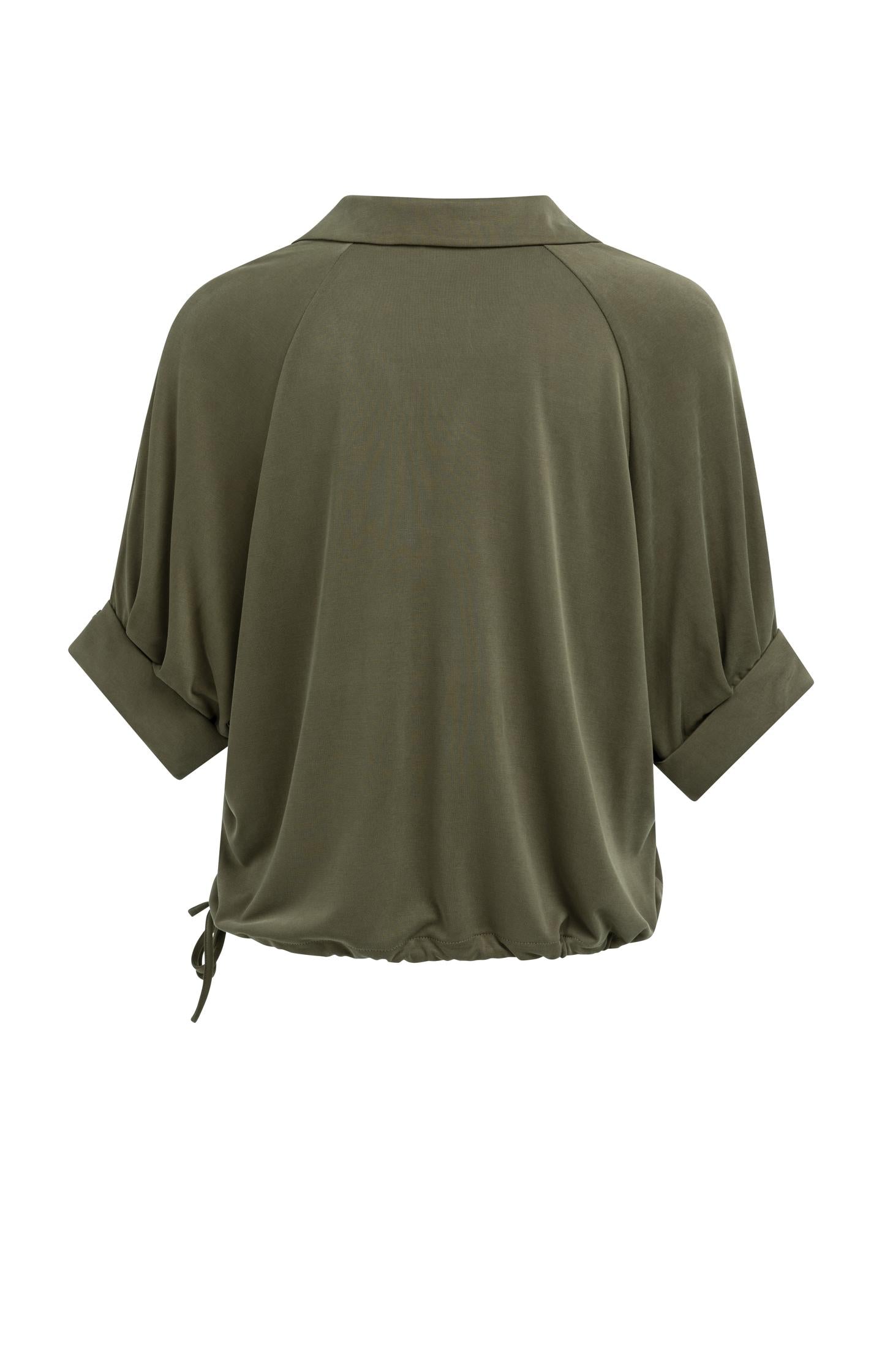Jersey top with pleated sleeves