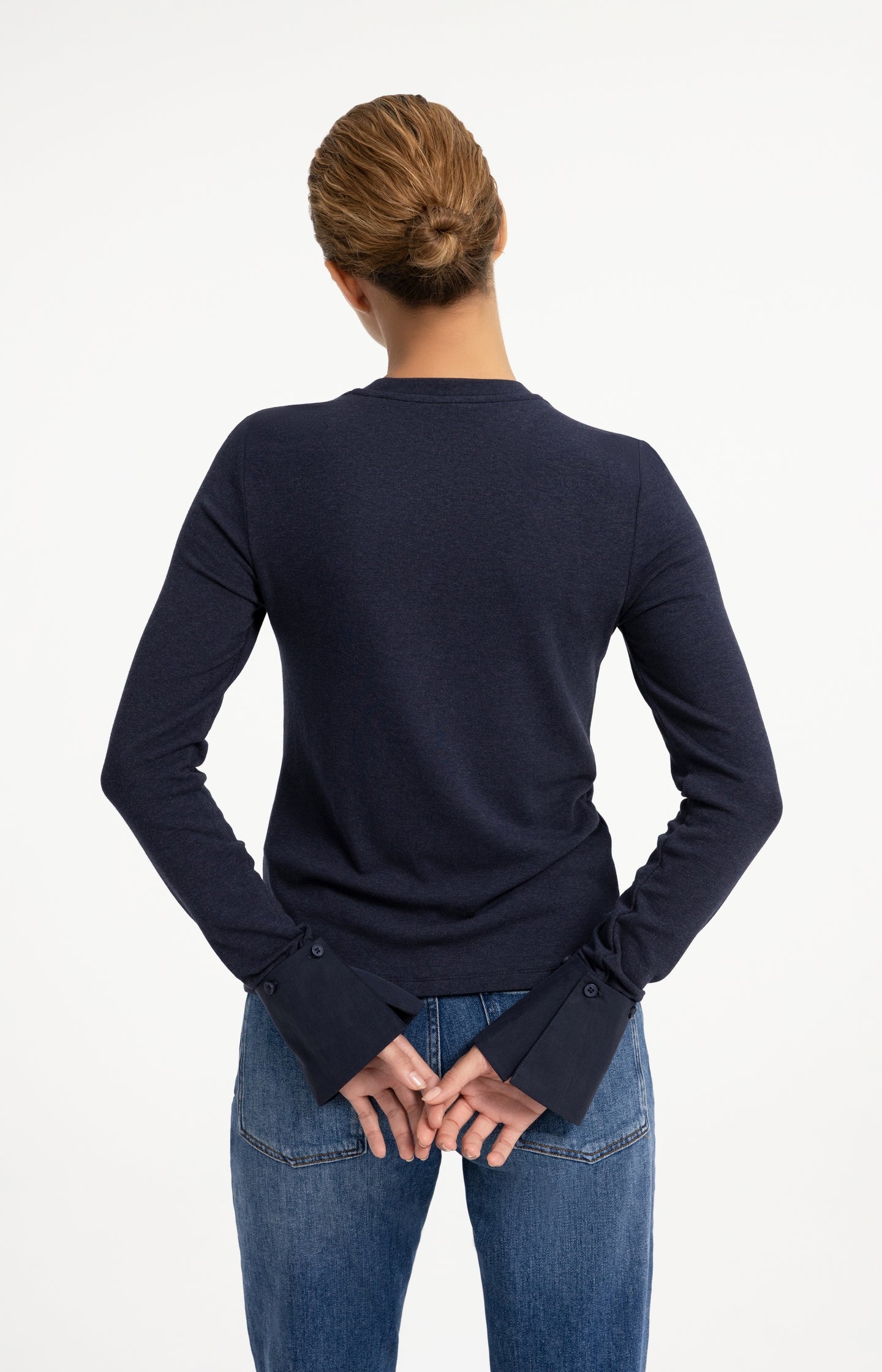 Jersey top with removable cuffs
