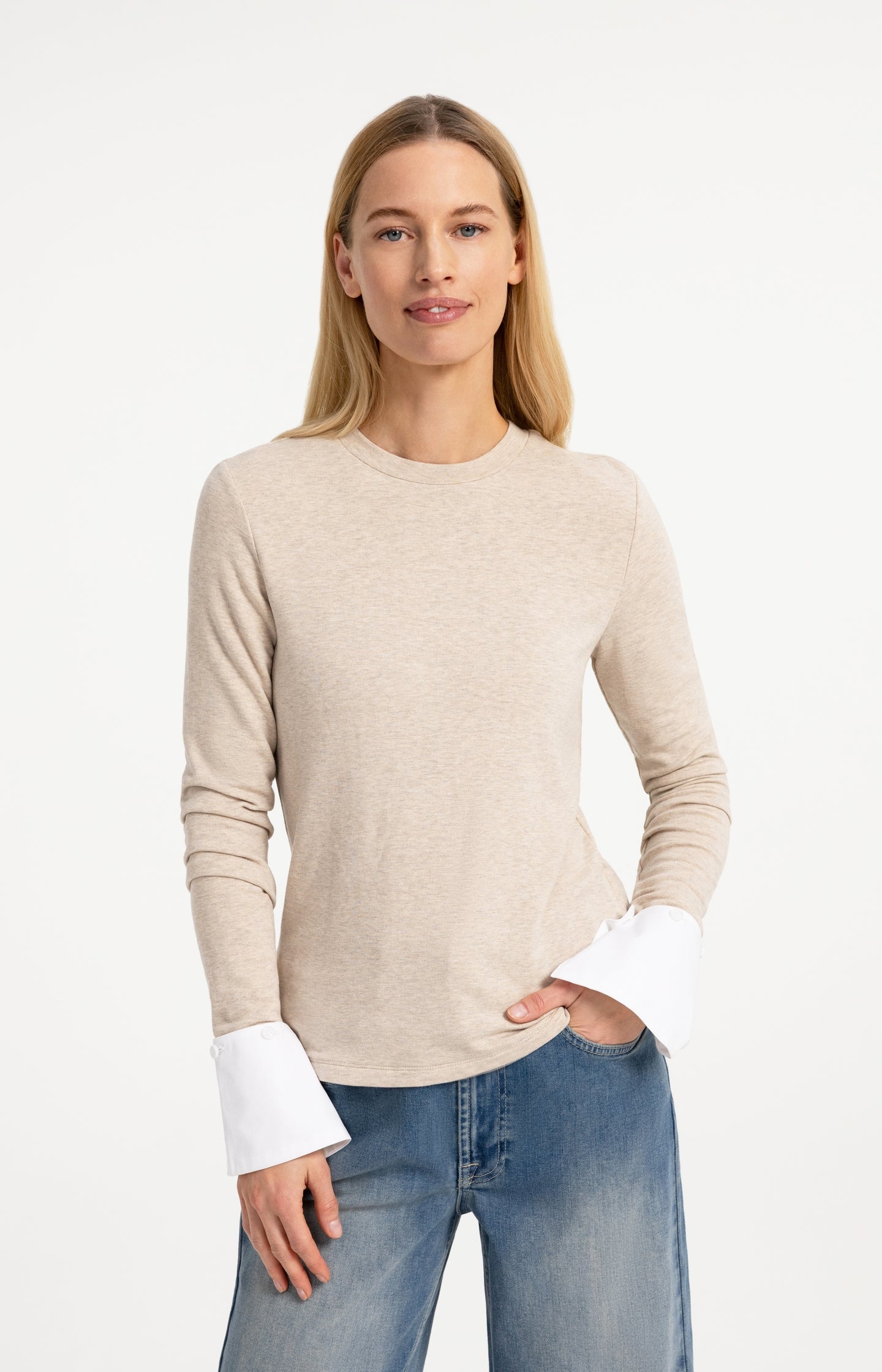 Jersey top with removable cuffs