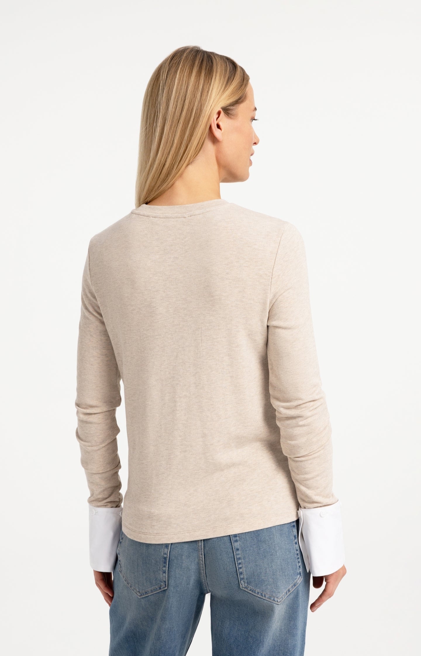 Jersey top with removable cuffs