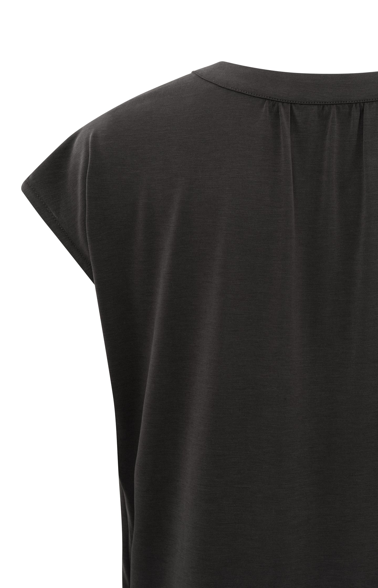 Jersey top with V-neck and pleated details in a supple fit - Licorice Black