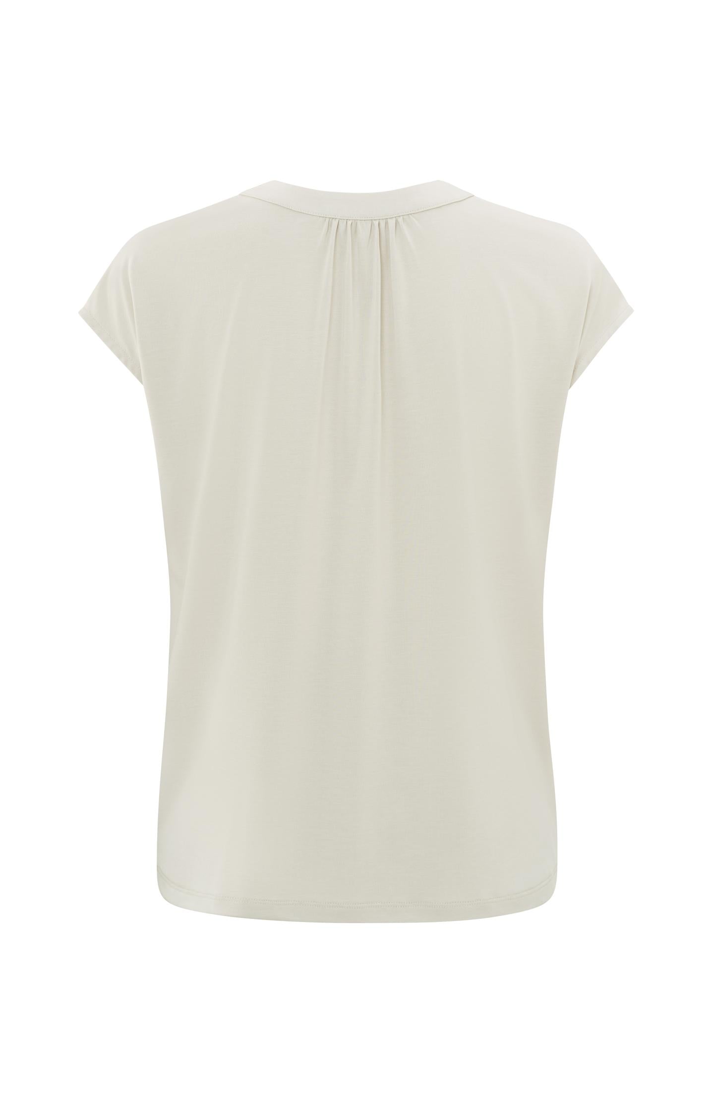 Jersey top with V-neck and pleated details in a supple fit - Moonstruck Grey