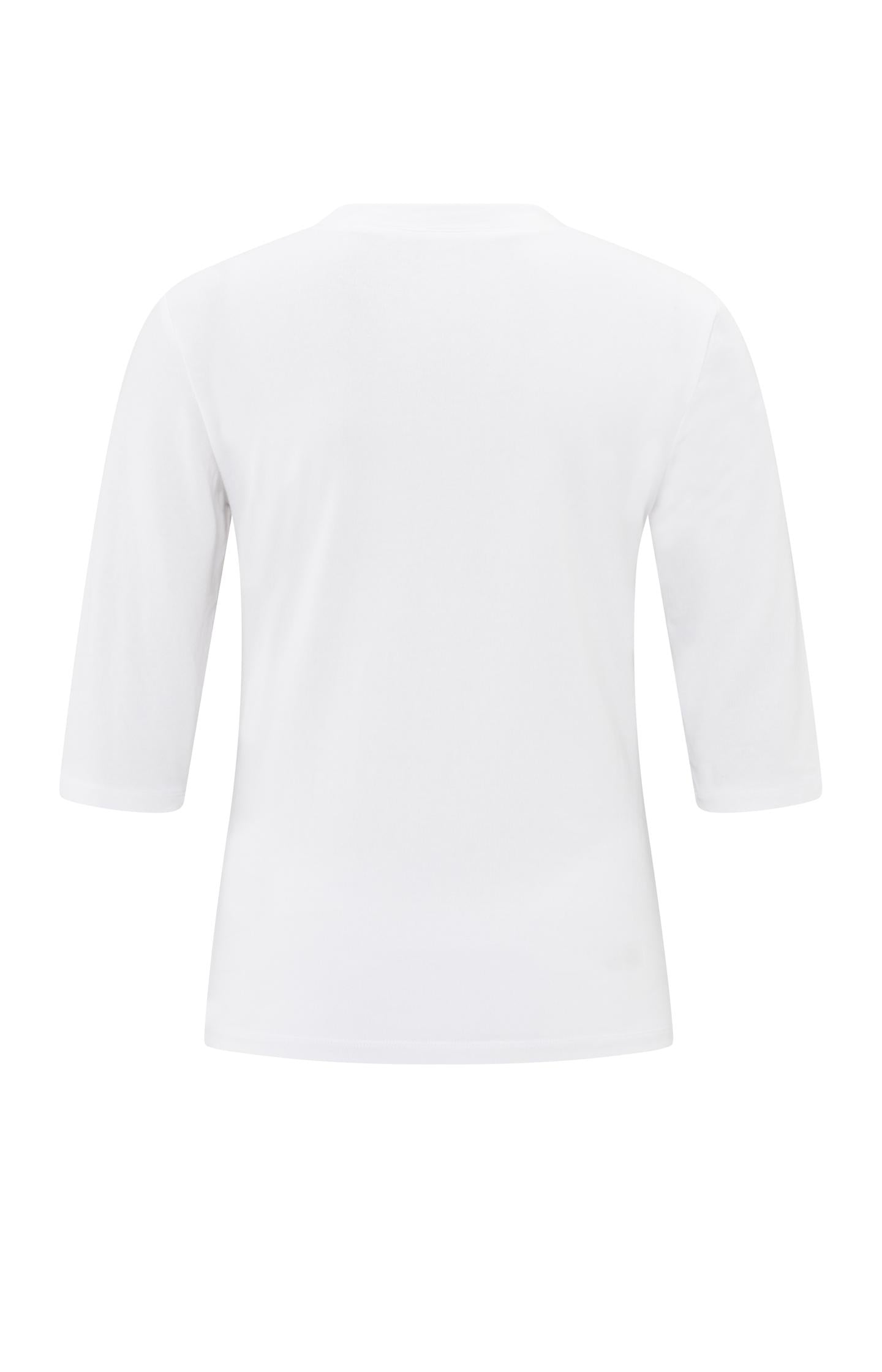 Jersey top with V-neck and three-quarter sleeves