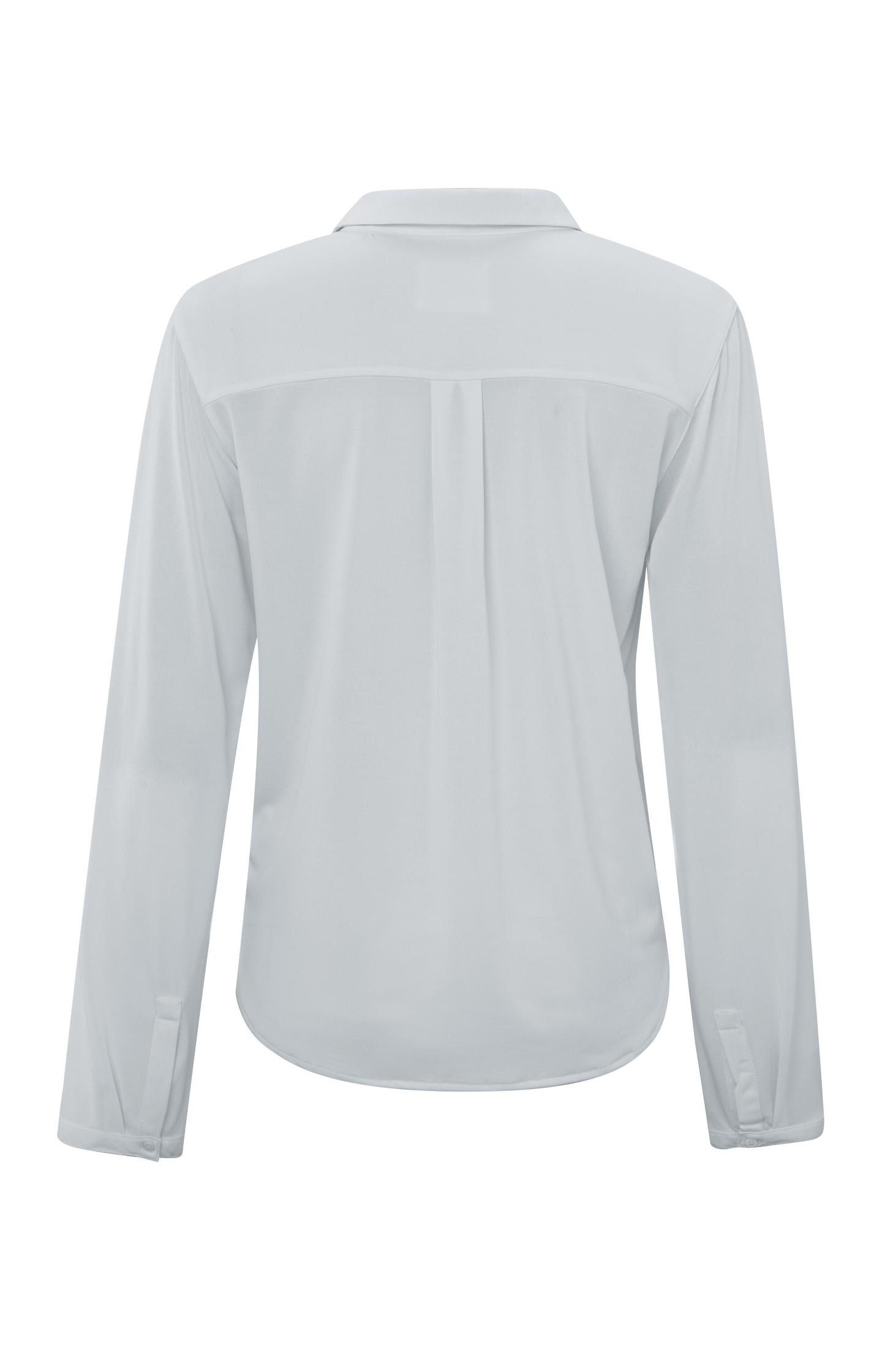 Jersey top with V-neck, collar and long sleeves