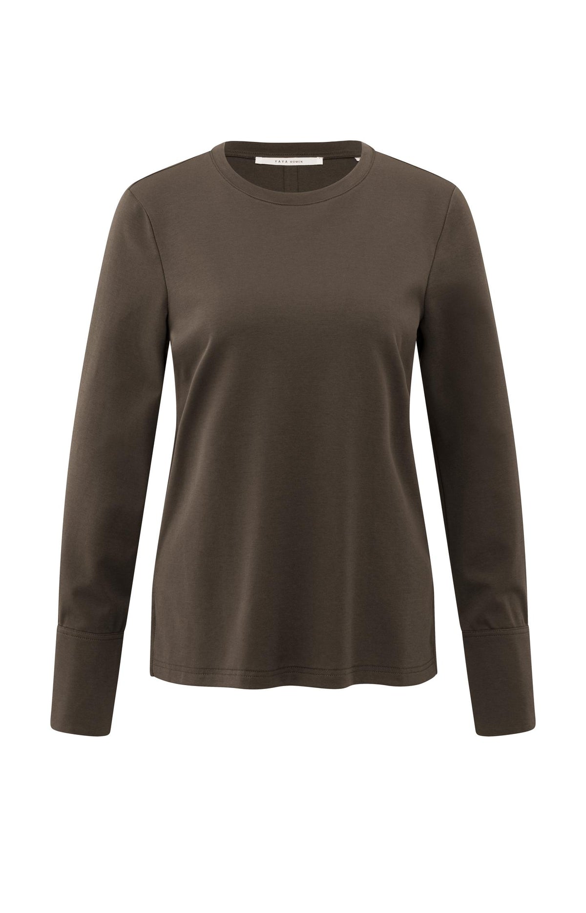 Jersey top with woven cuffs and long sleeves - Type: product