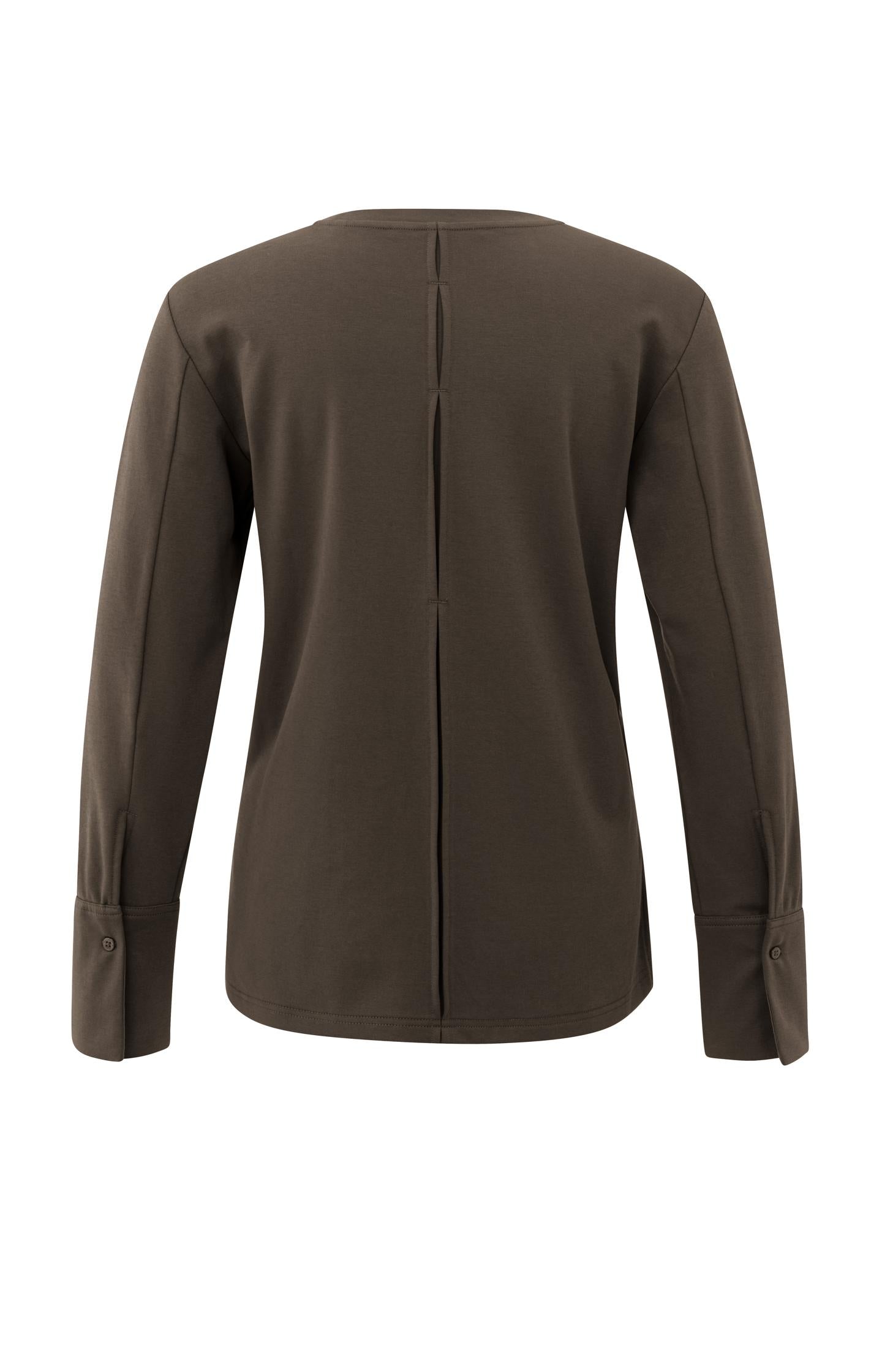 Jersey top with woven cuffs and long sleeves - Type: product