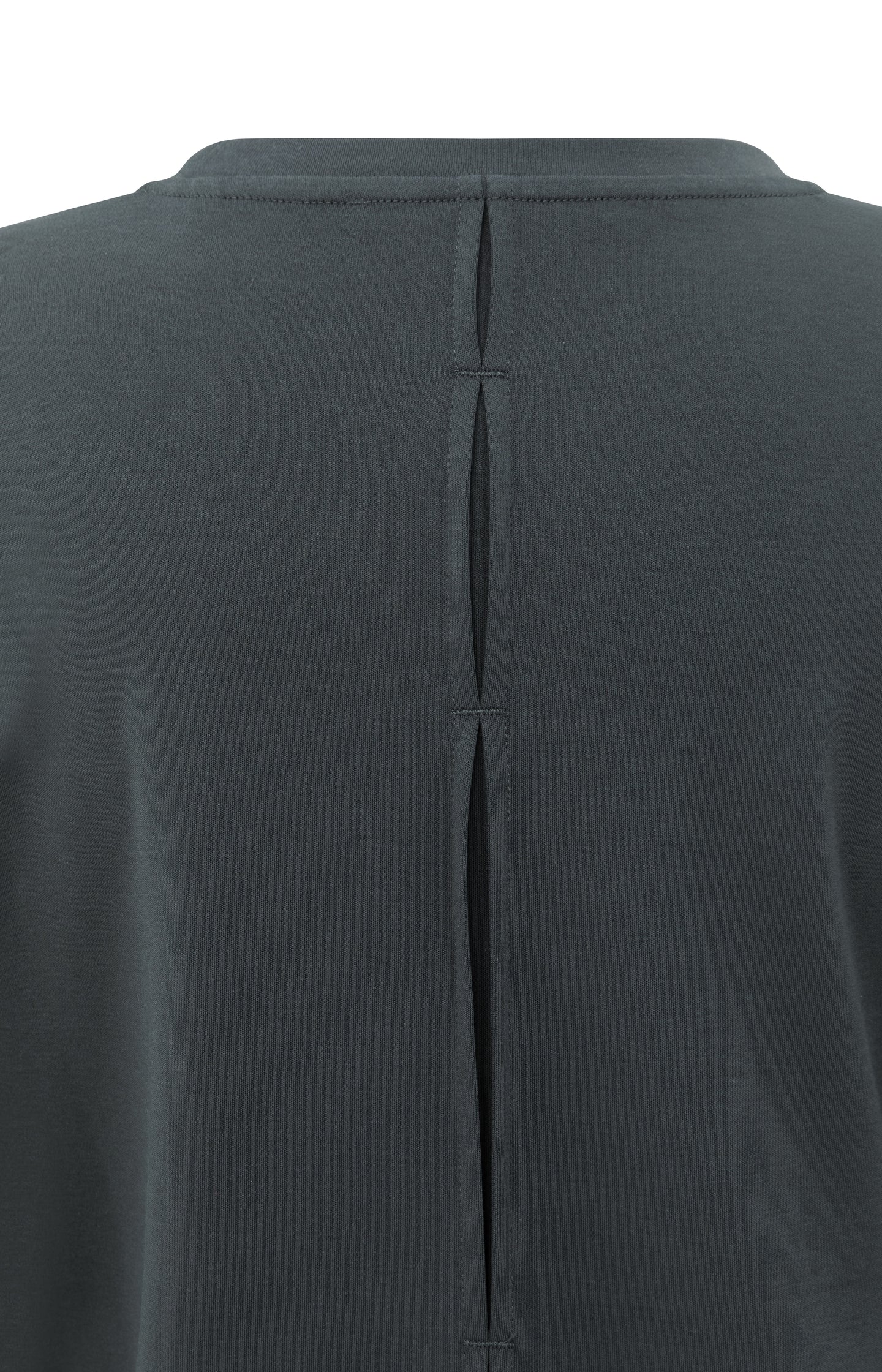 Jersey top with woven cuffs and slit detail