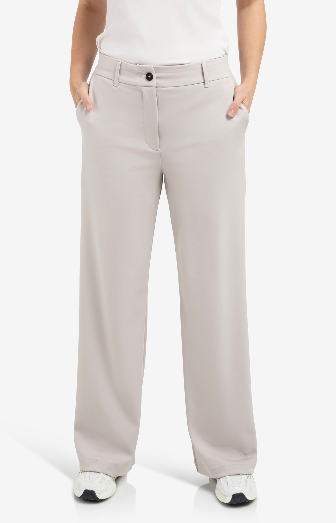 Jersey trousers with elastic waistband and wide legs