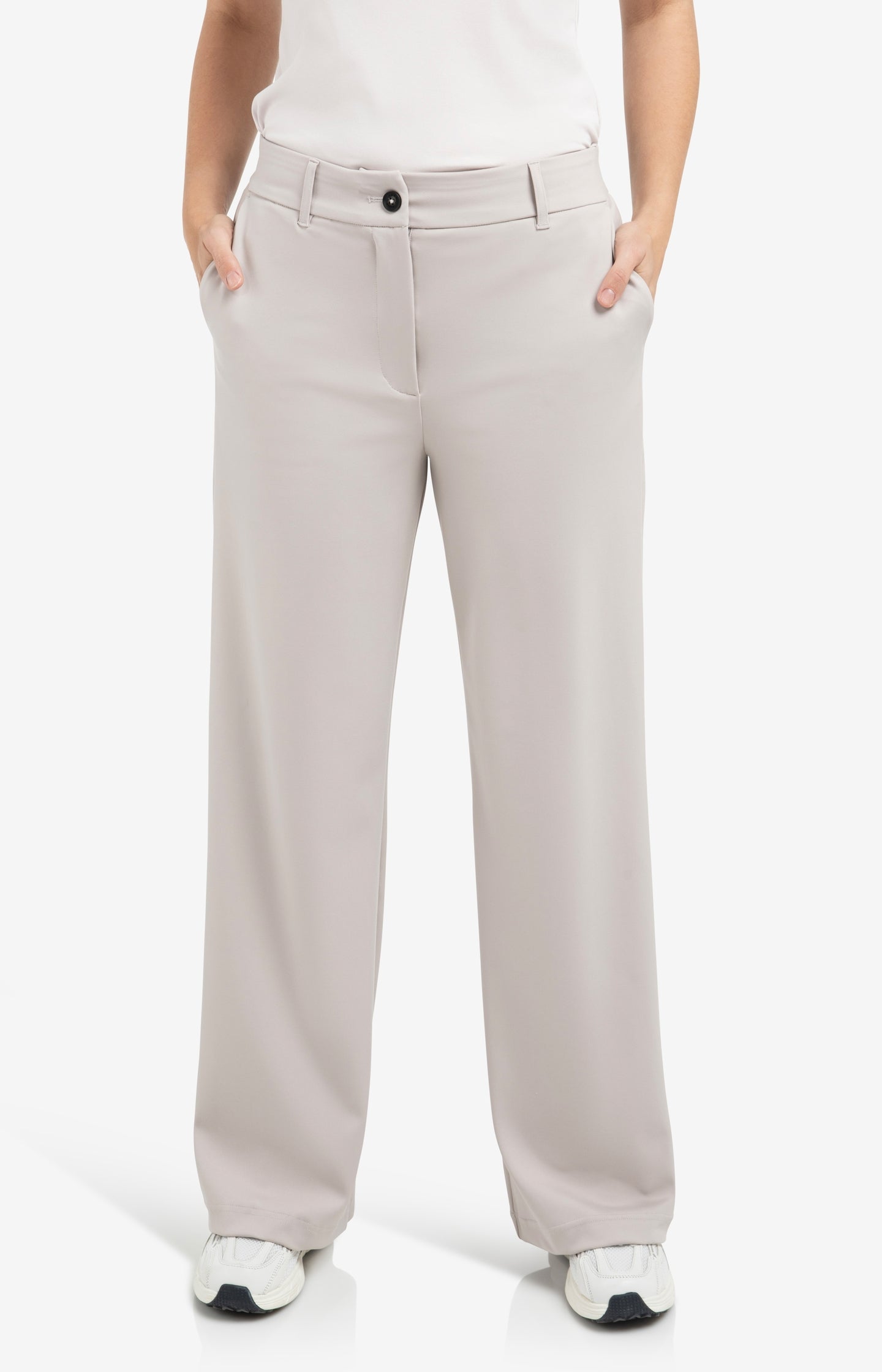 Jersey trousers with elastic waistband and wide legs