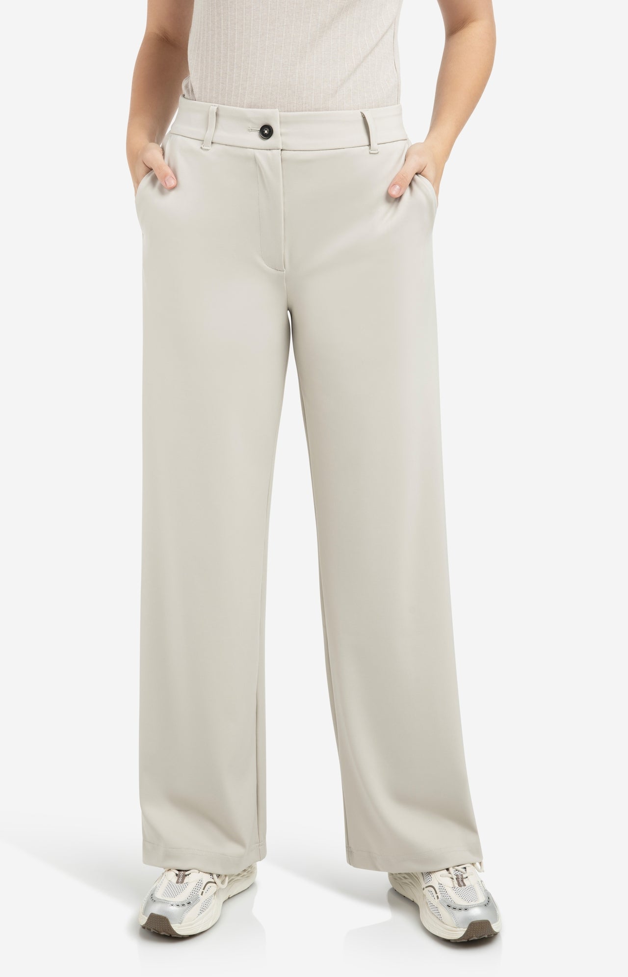 Jersey trousers with elastic waistband and wide legs