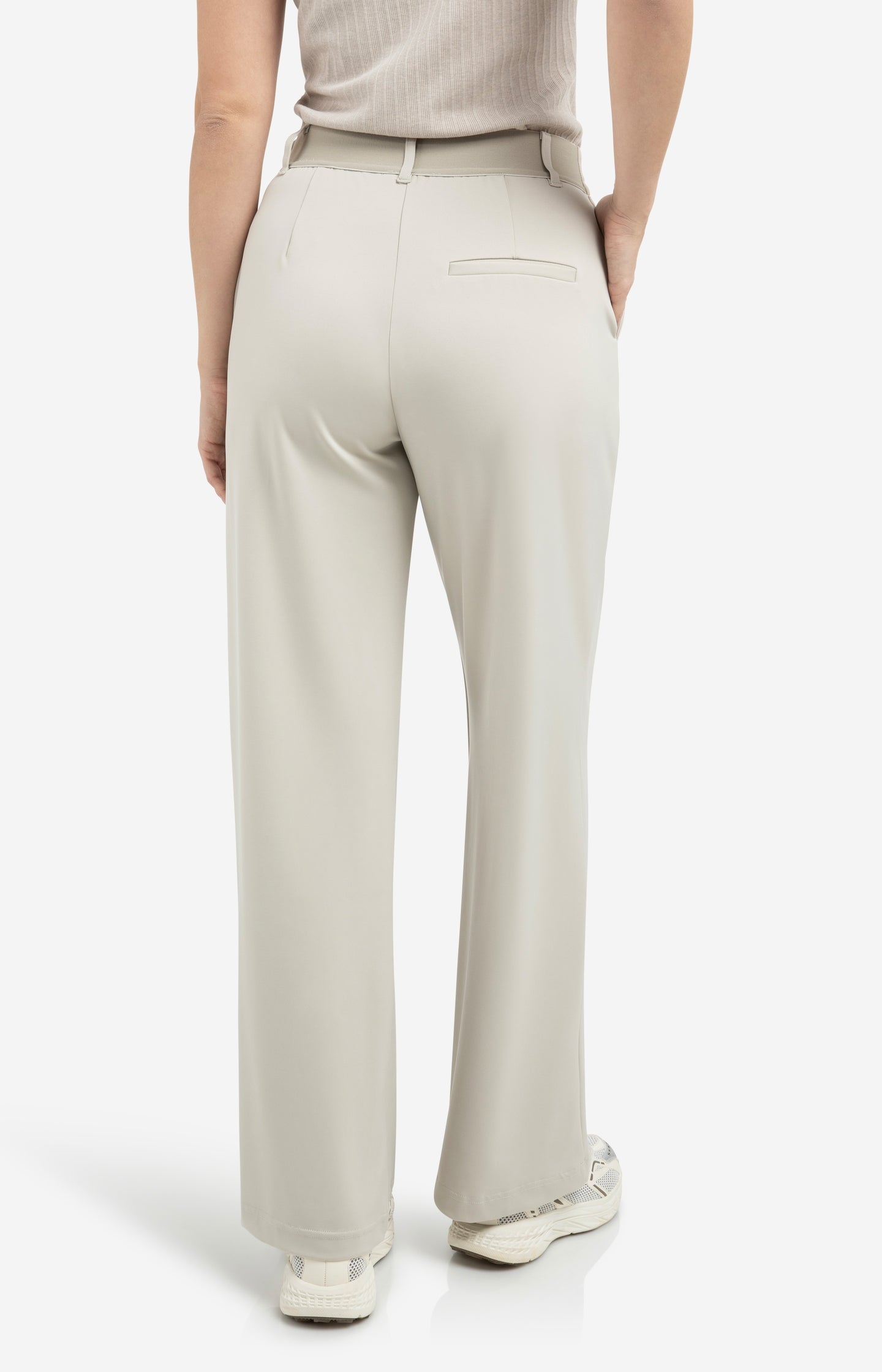 Jersey trousers with elastic waistband and wide legs