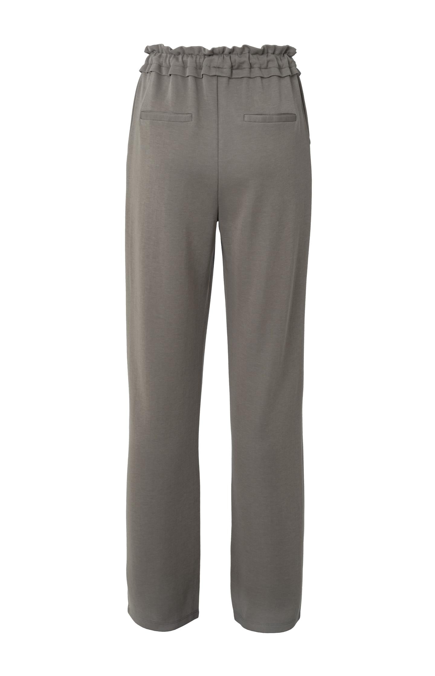 Jersey trousers with ruffled waist and side pockets