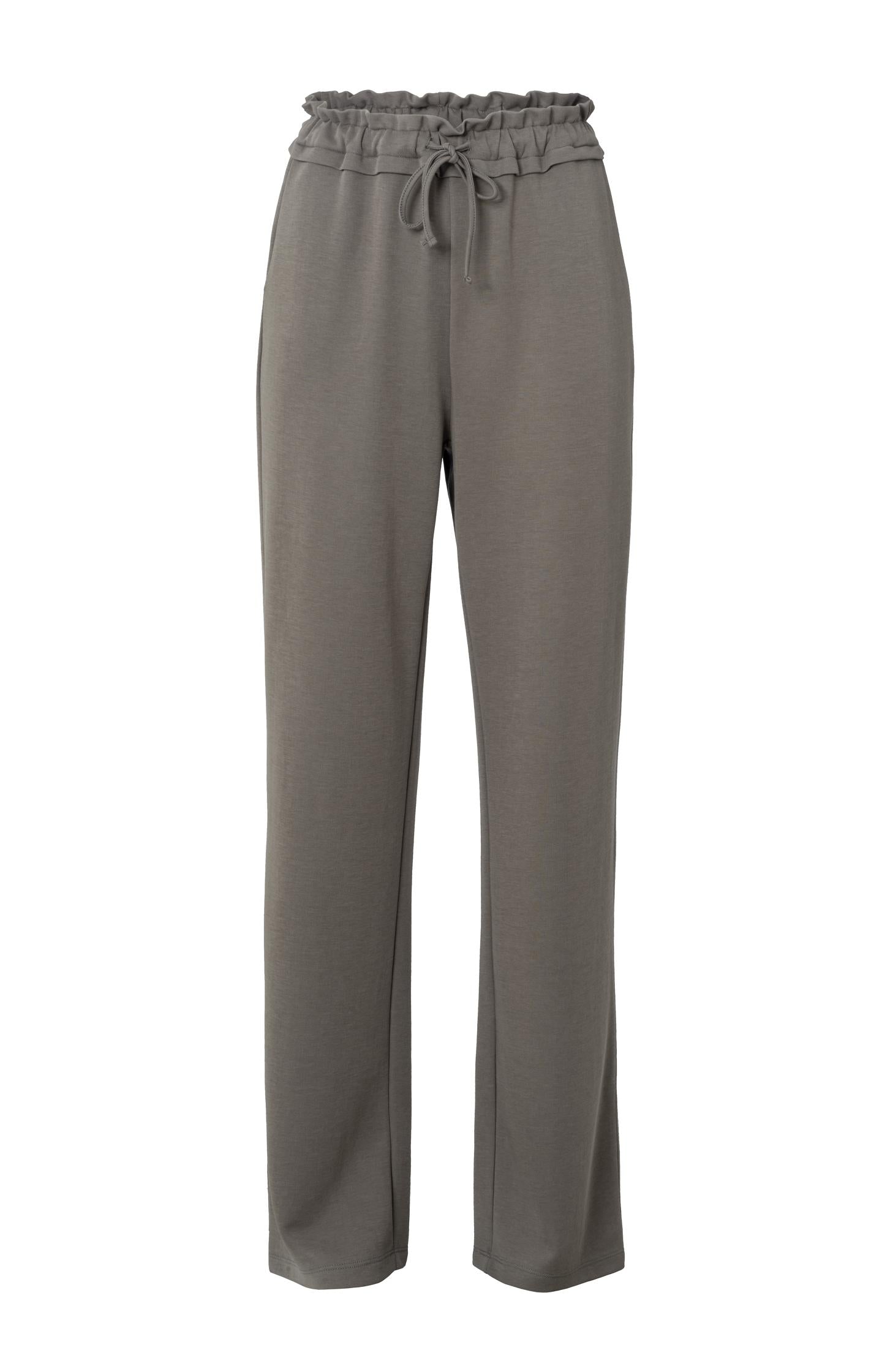 Jersey trousers with ruffled waist and side pockets - Type: product