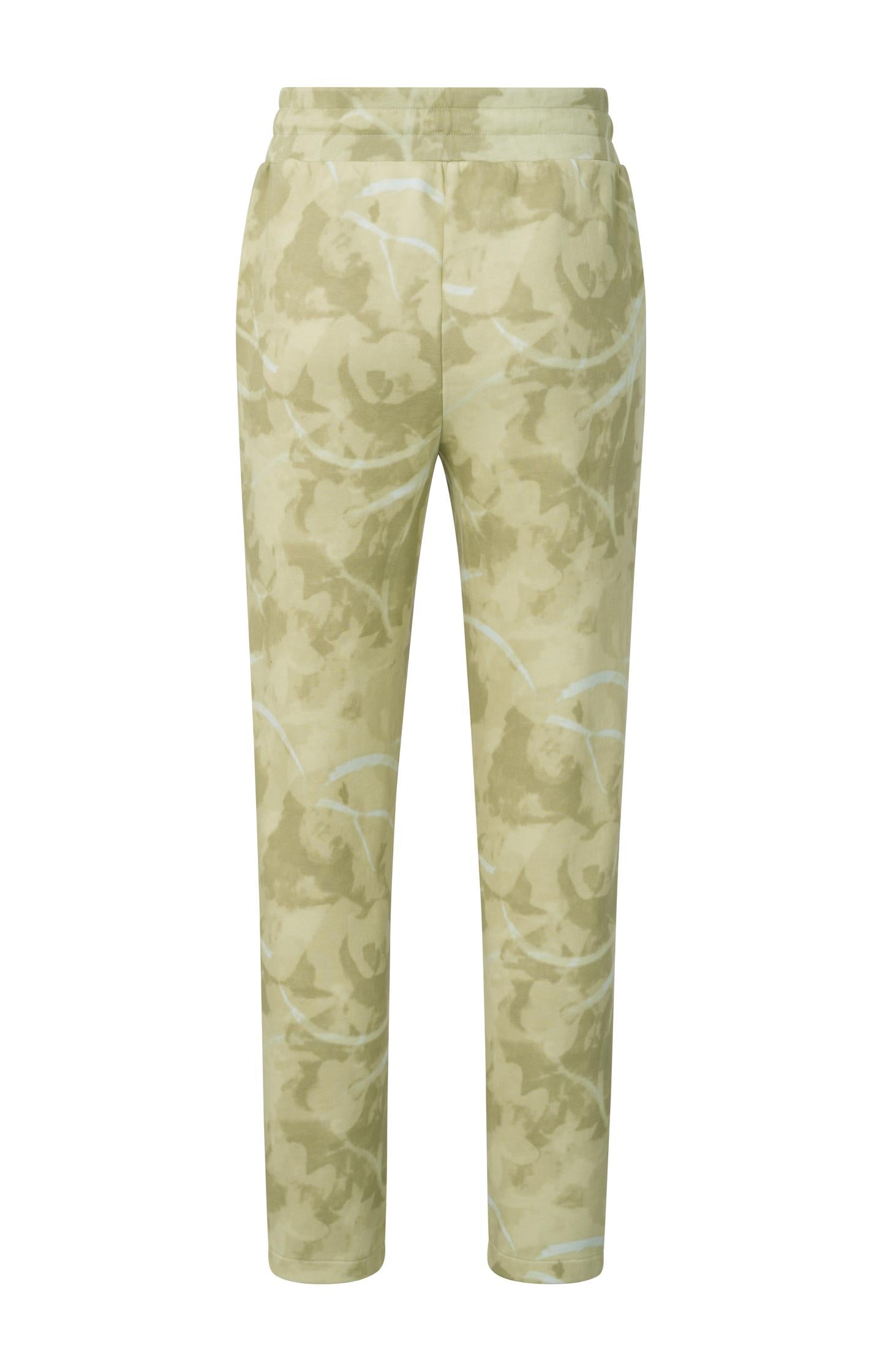 Jersey trousers with straight leg, drawstring and print - Moss Green Dessin