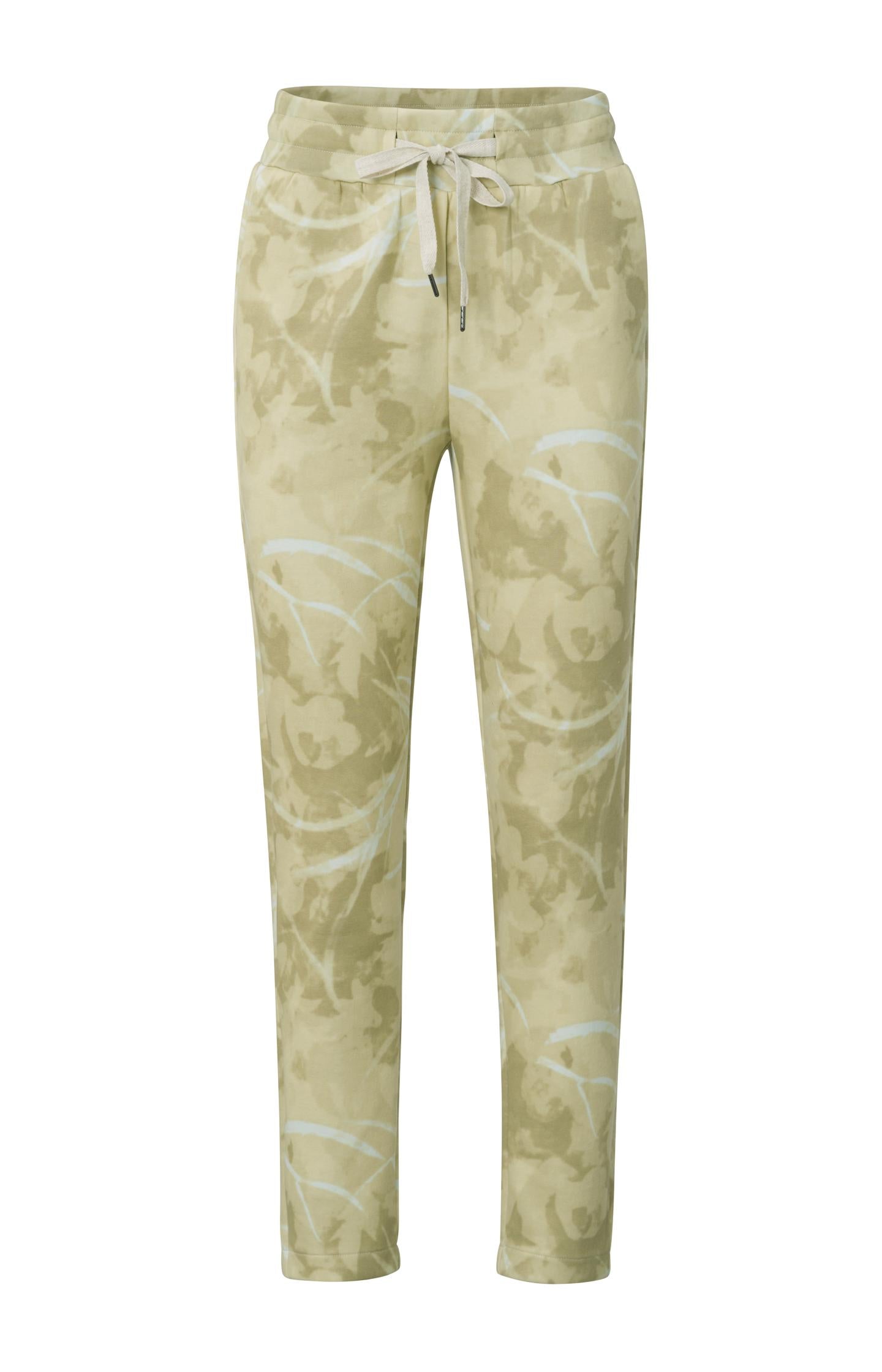 Jersey trousers with straight leg, drawstring and print - Moss Green Dessin - Type: product