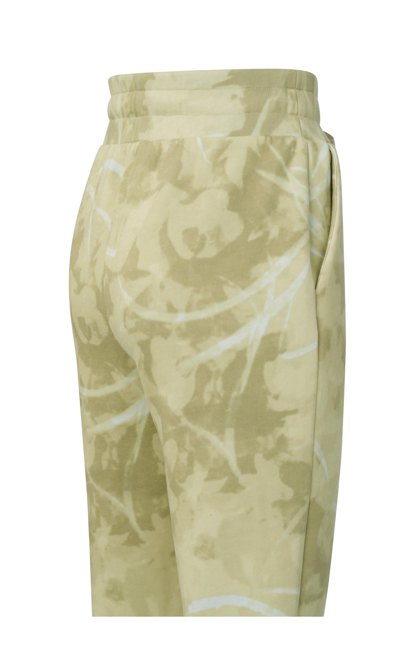 Jersey trousers with straight leg, drawstring and print - Moss Green Dessin