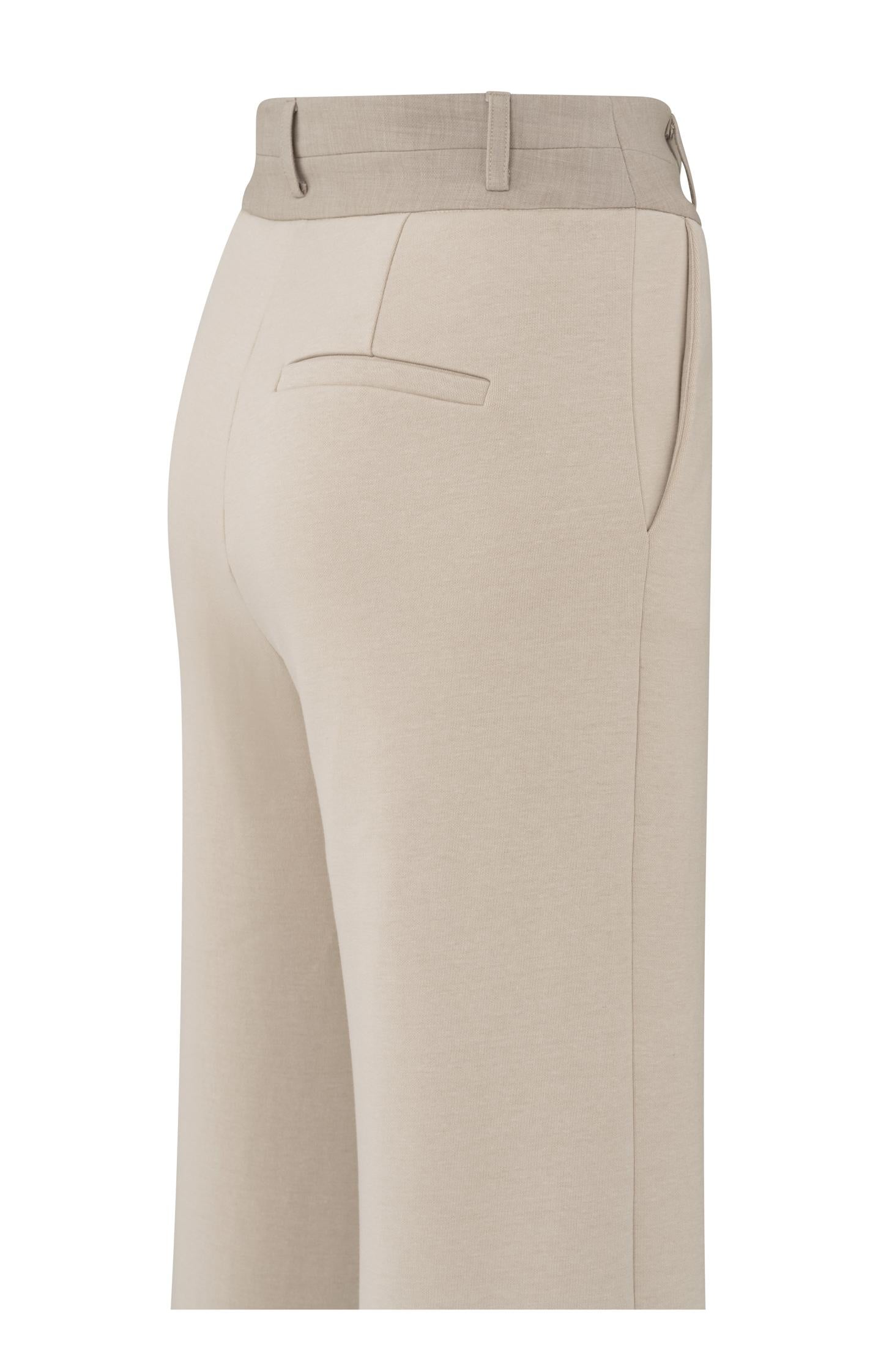 Jersey trousers with wide legs and contrasting waistband