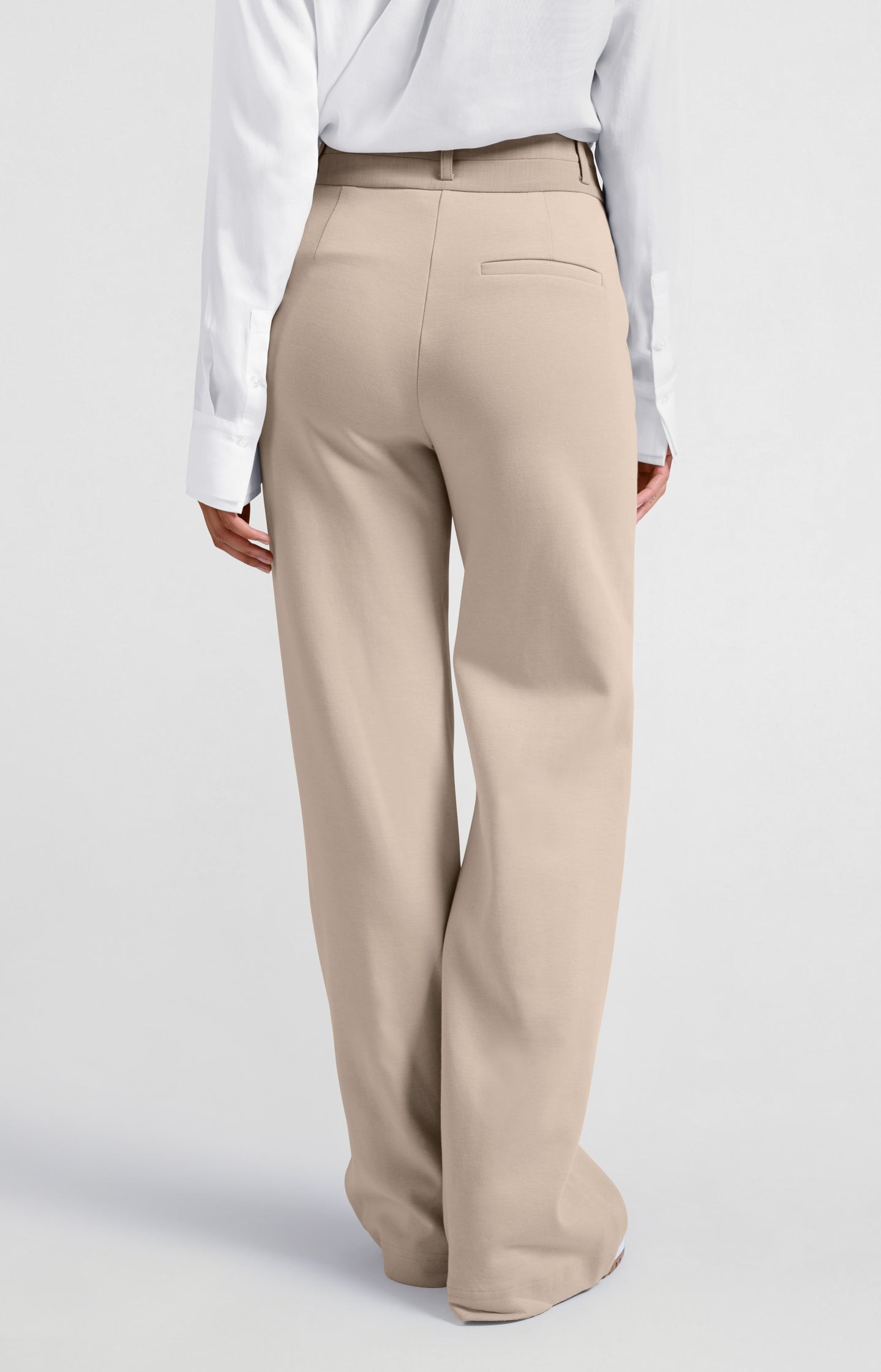 Jersey trousers with wide legs and contrasting waistband