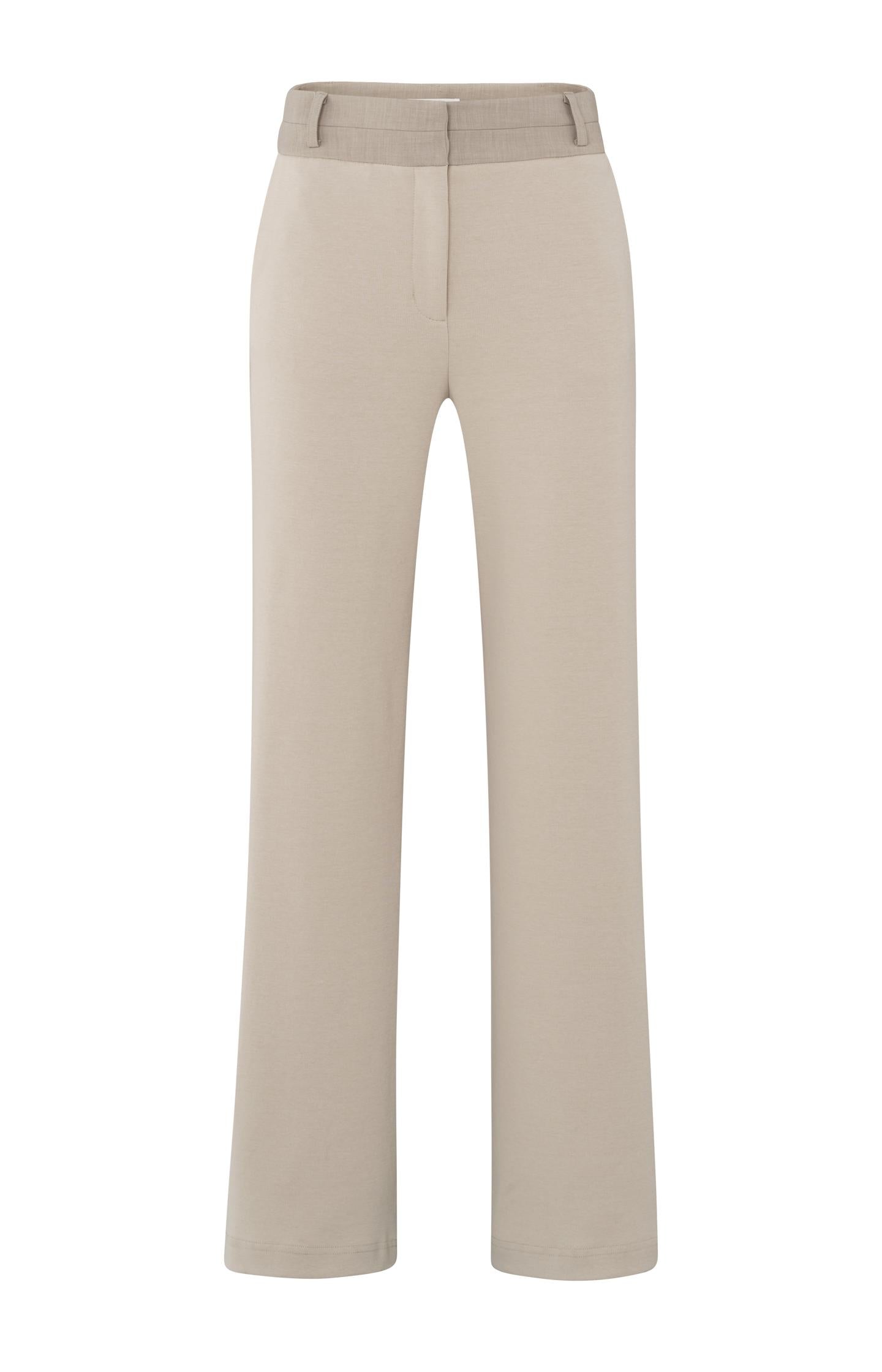 Jersey trousers with wide legs and contrasting waistband - Type: product