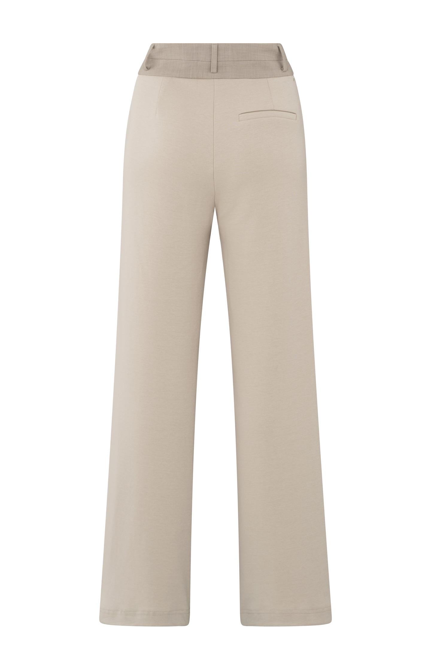 Jersey trousers with wide legs and contrasting waistband