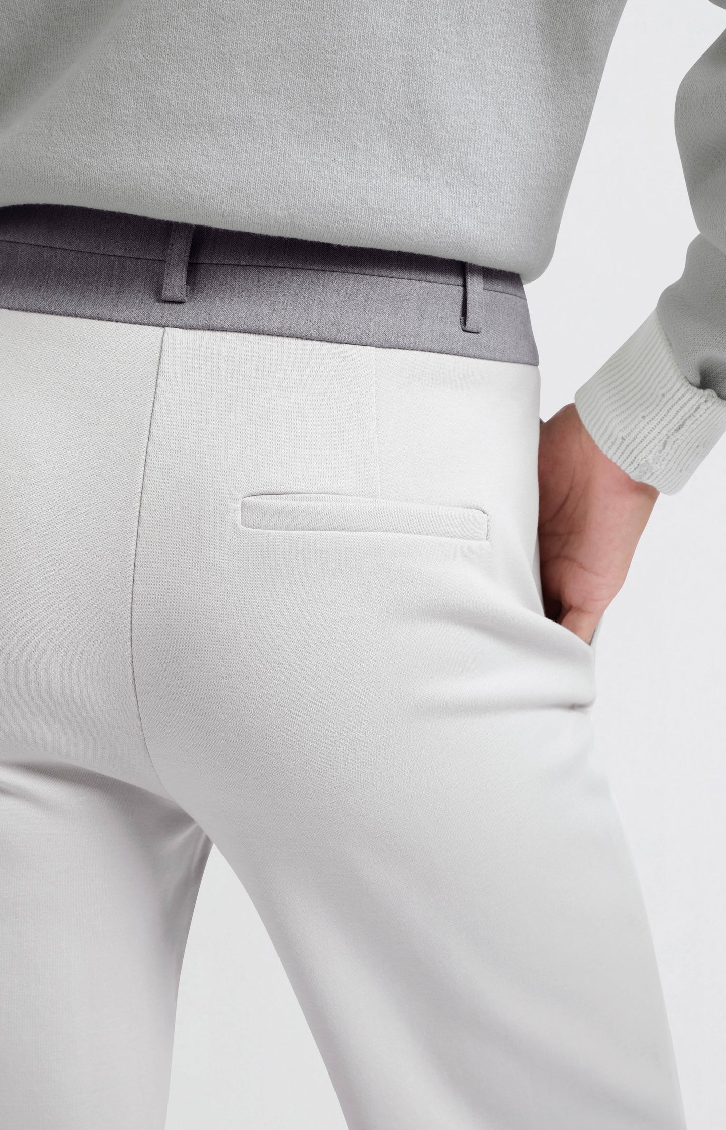 Jersey trousers with wide legs and contrasting waistband