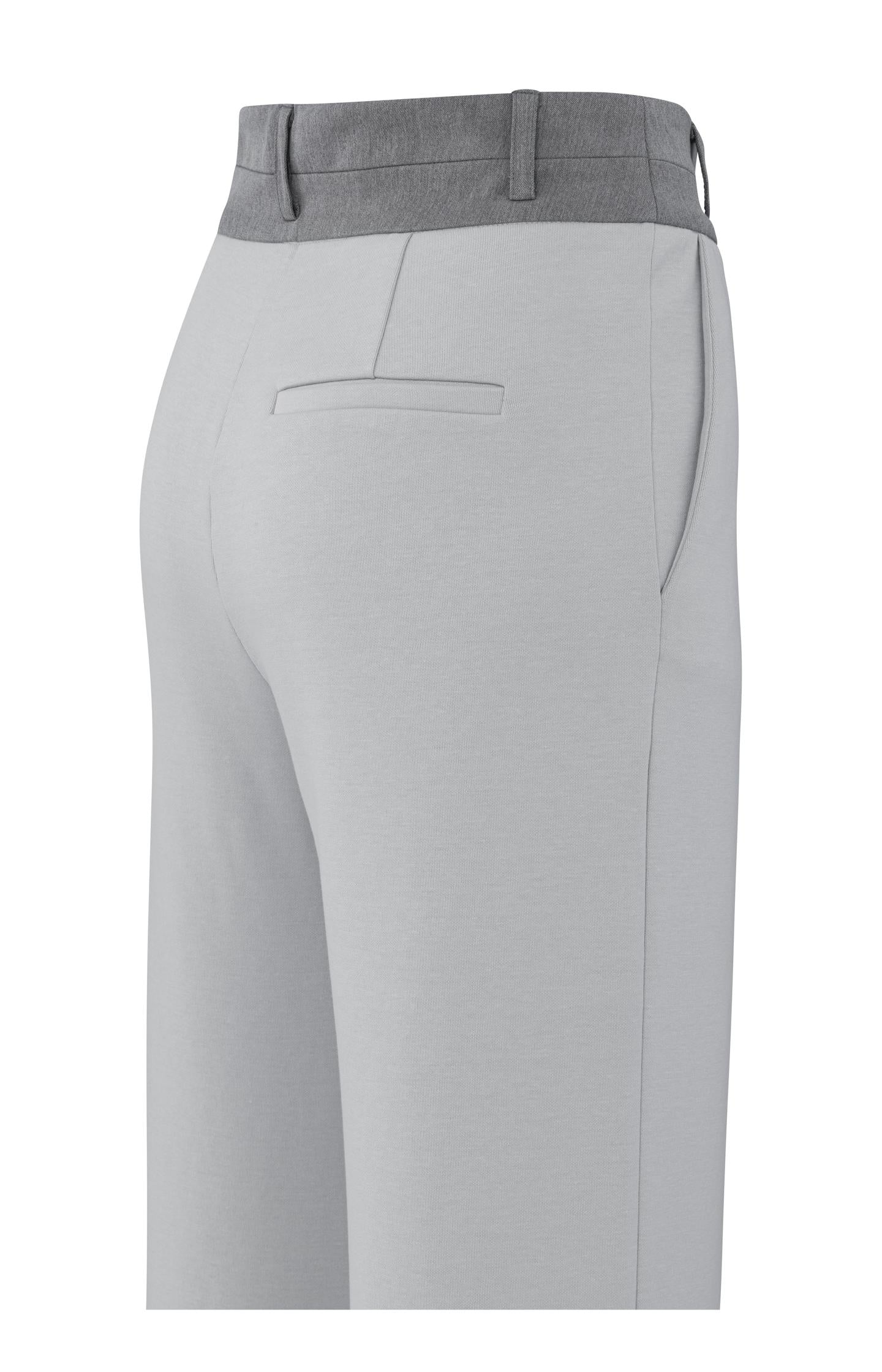 Jersey trousers with wide legs and contrasting waistband