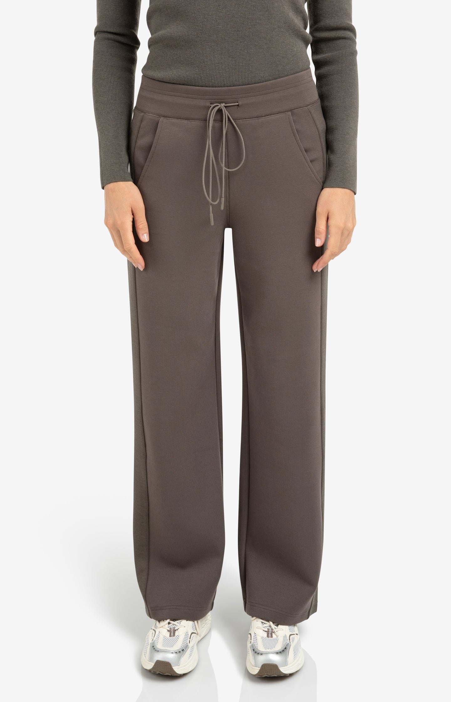 Jersey trousers with wide legs and side seam details - Type: lookbook