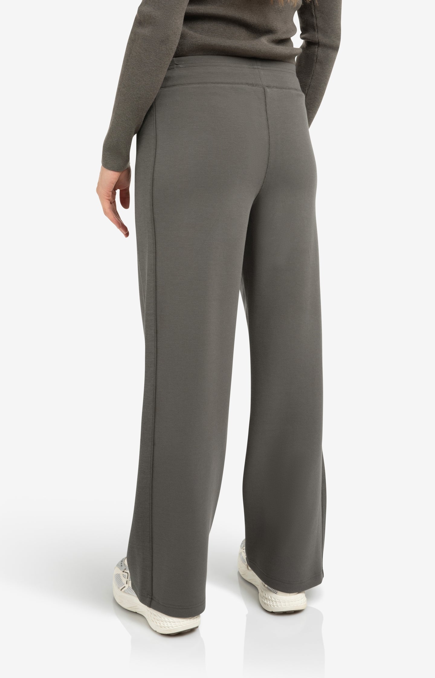 Jersey trousers with wide legs and side seam details