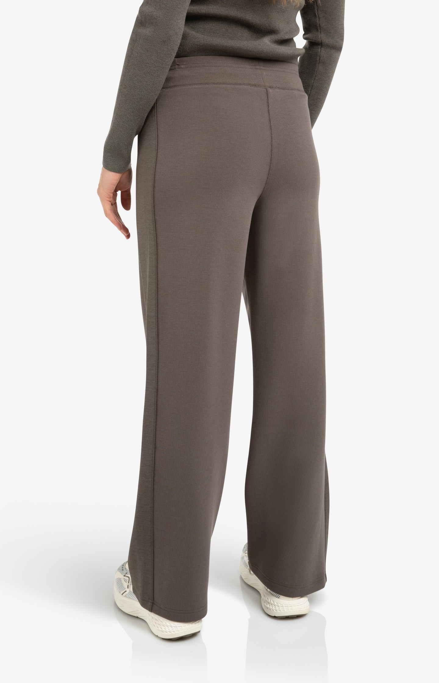 Jersey trousers with wide legs and side seam details