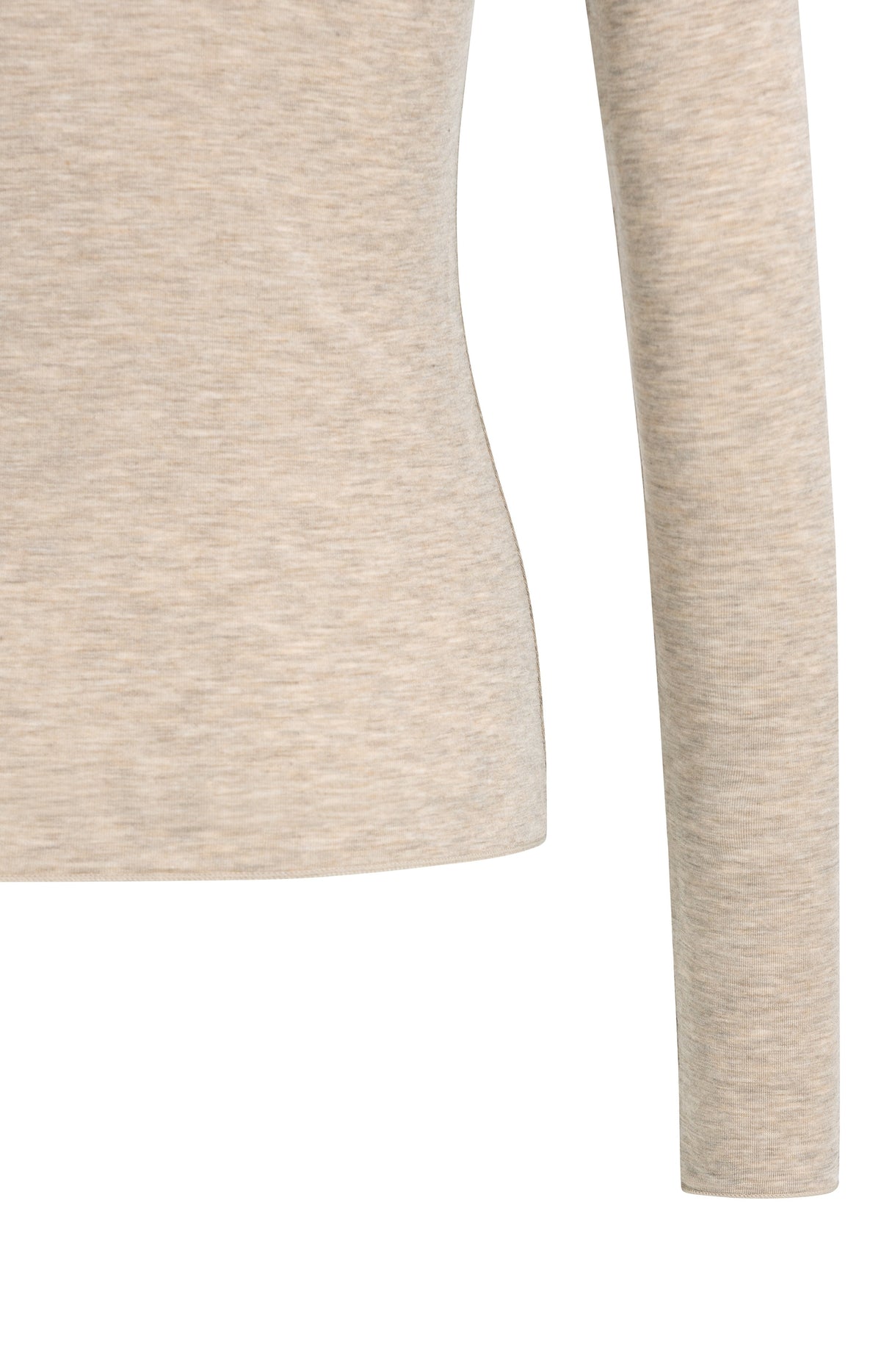 Jersey-Rollkragenoberteil mit langen Ärmeln - Beige Melange