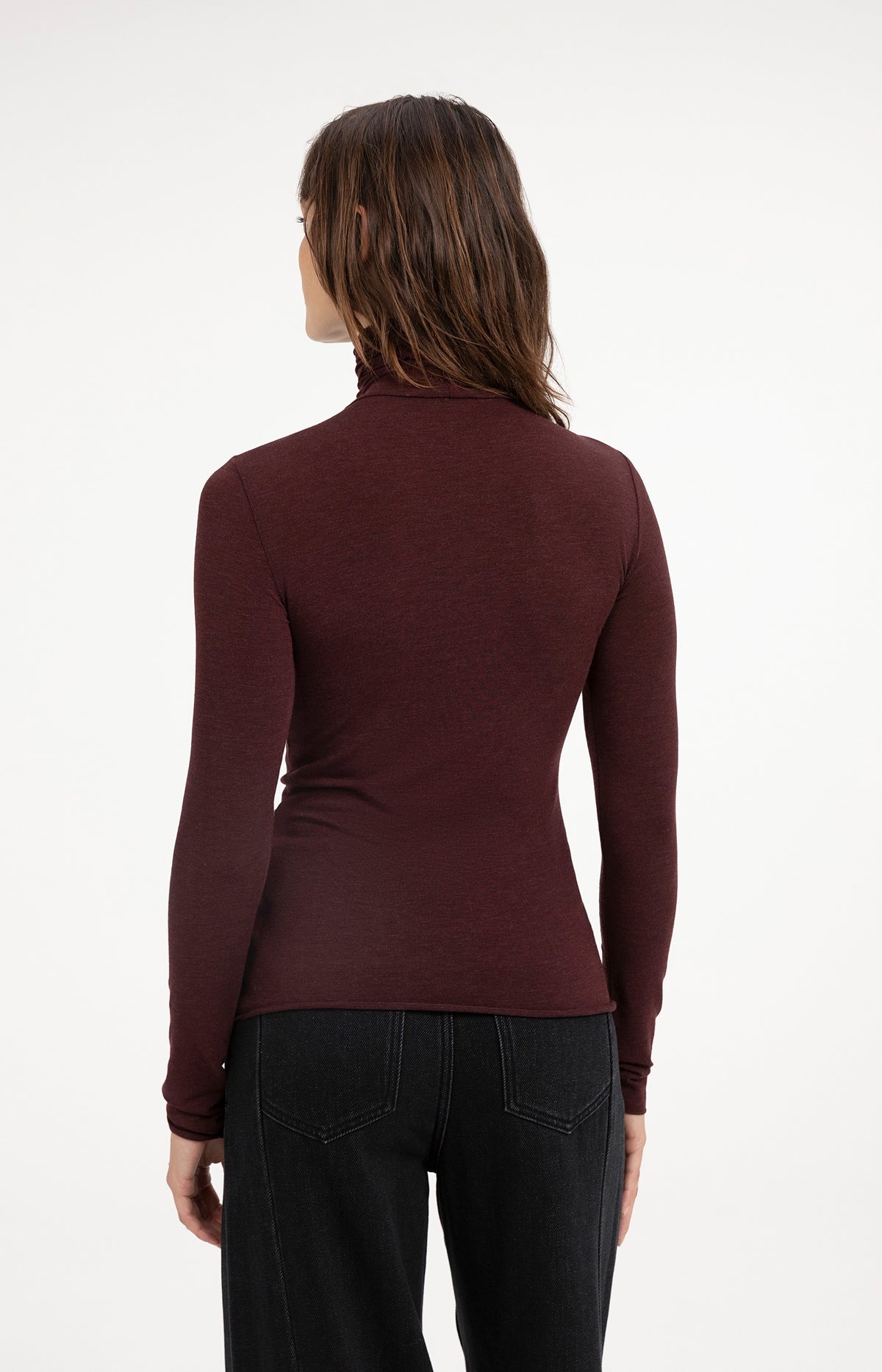 Jersey turtleneck top with long sleeves