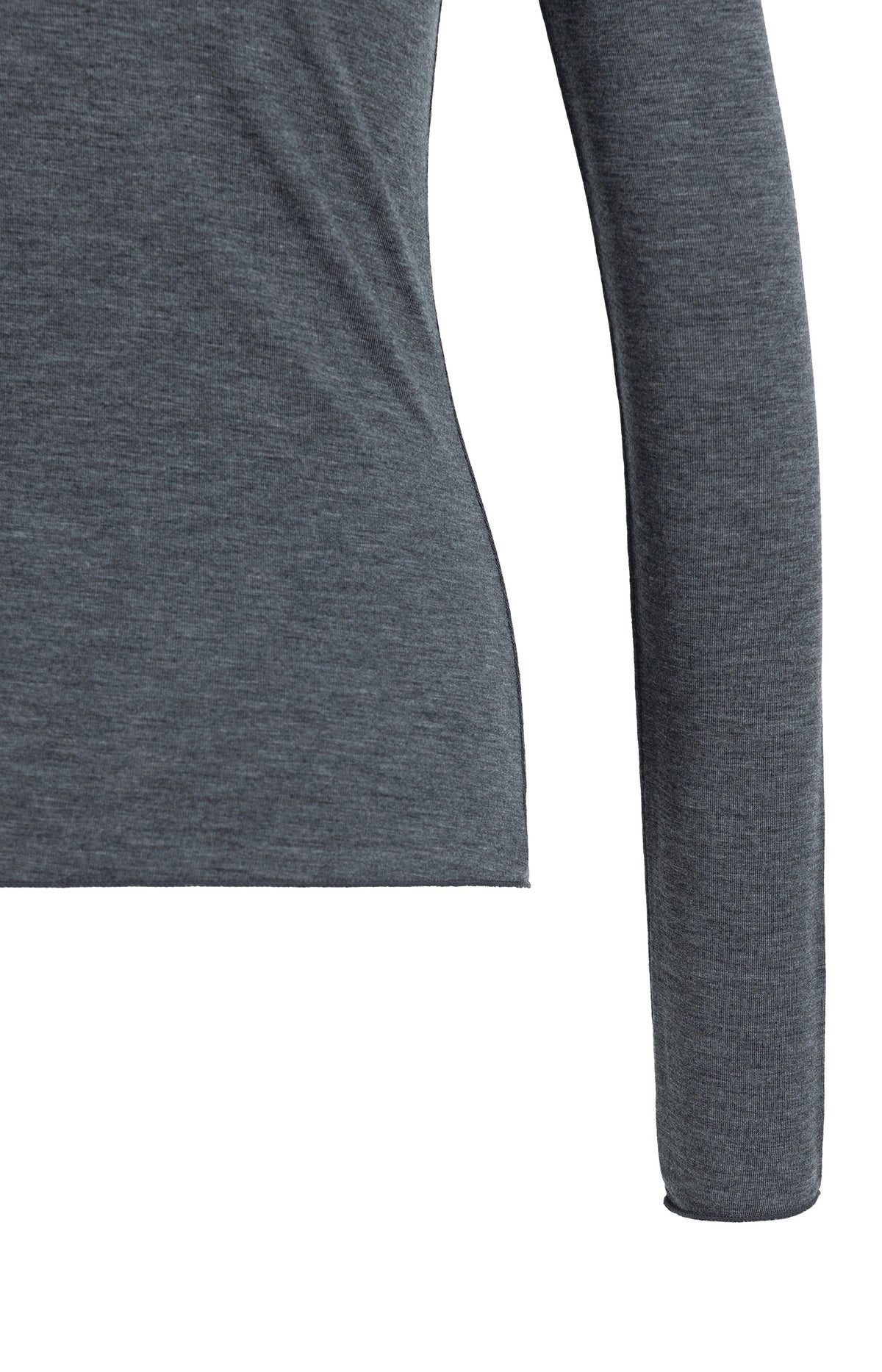 Jersey turtleneck top with long sleeves - Dark Anthracite Melange