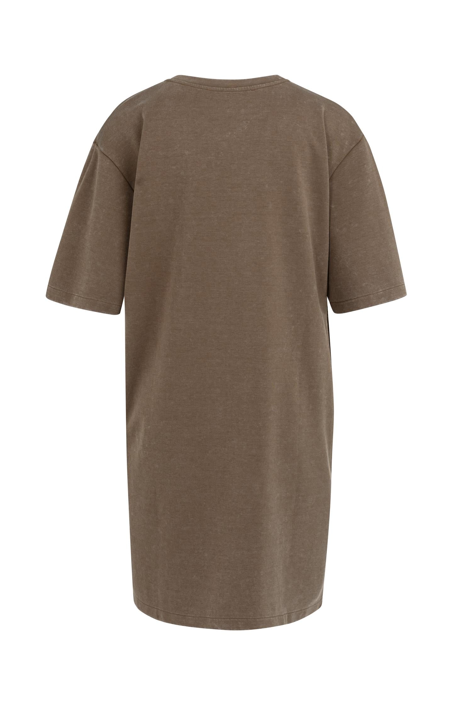 Jersey V-neck dress with washed look and tie belt