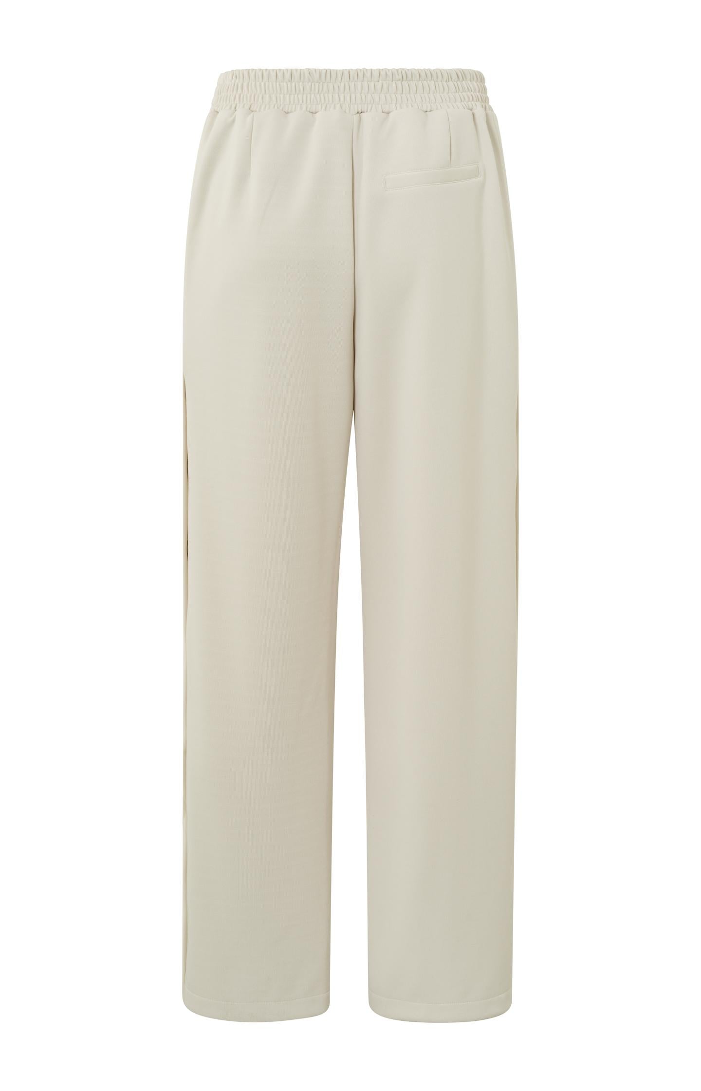 Jersey wide leg trousers with elastic waist and buttons