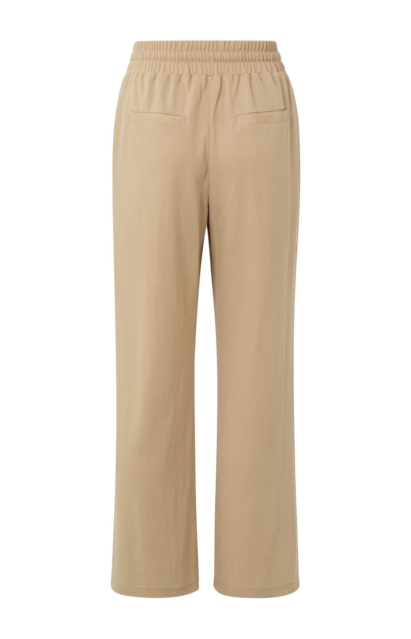 Jersey wide leg trousers with elastic waist and pockets