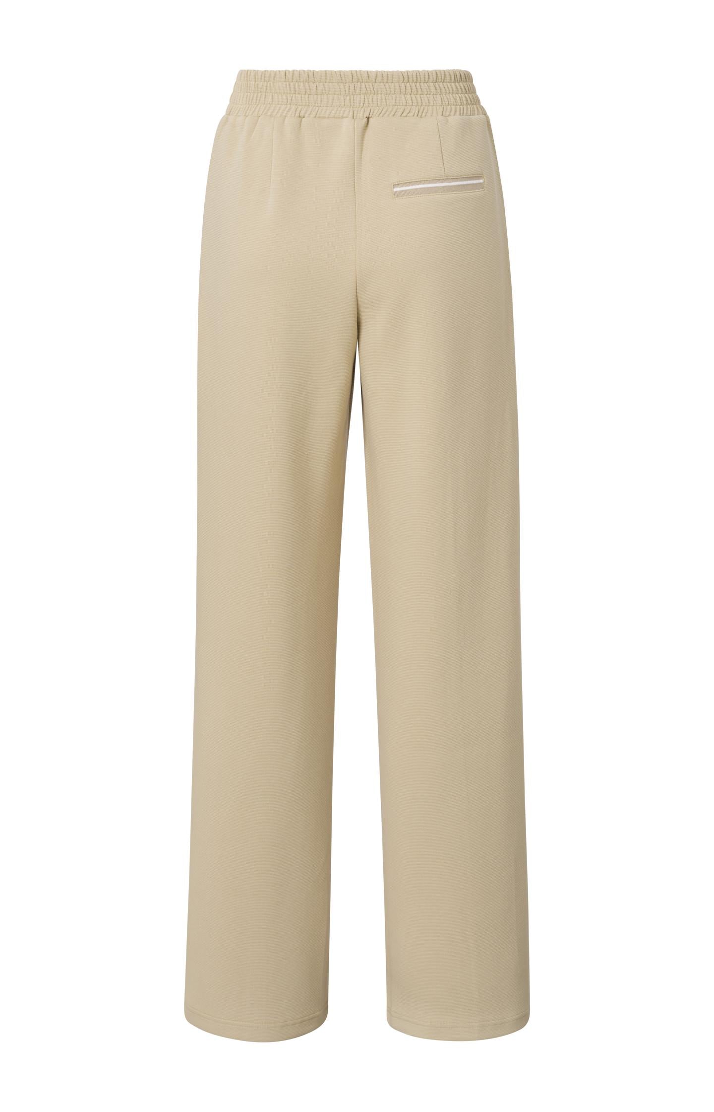 Jersey wide leg trousers with elastic waist and seam details