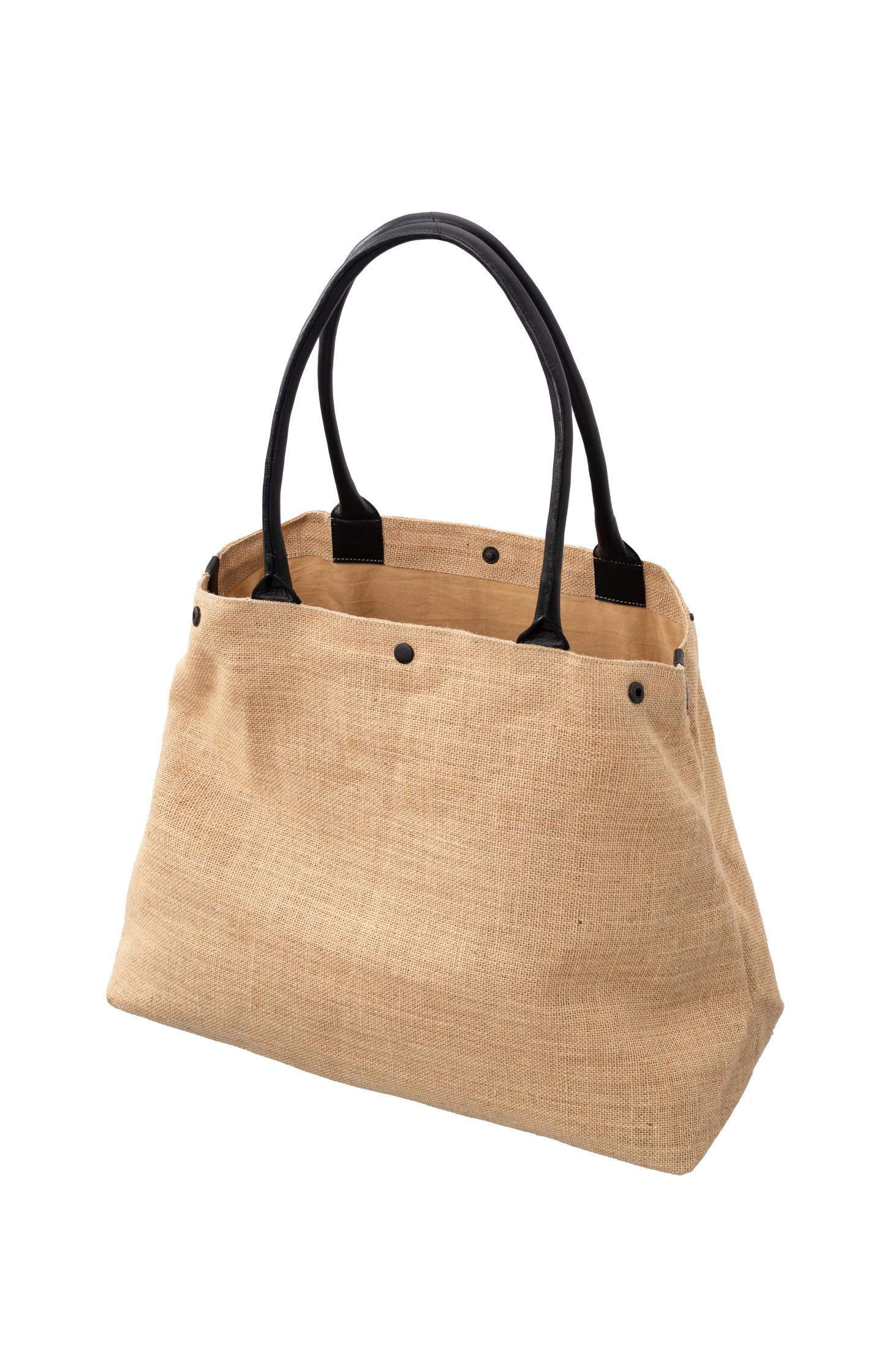 Jute tote bag with handle and button - Main Image