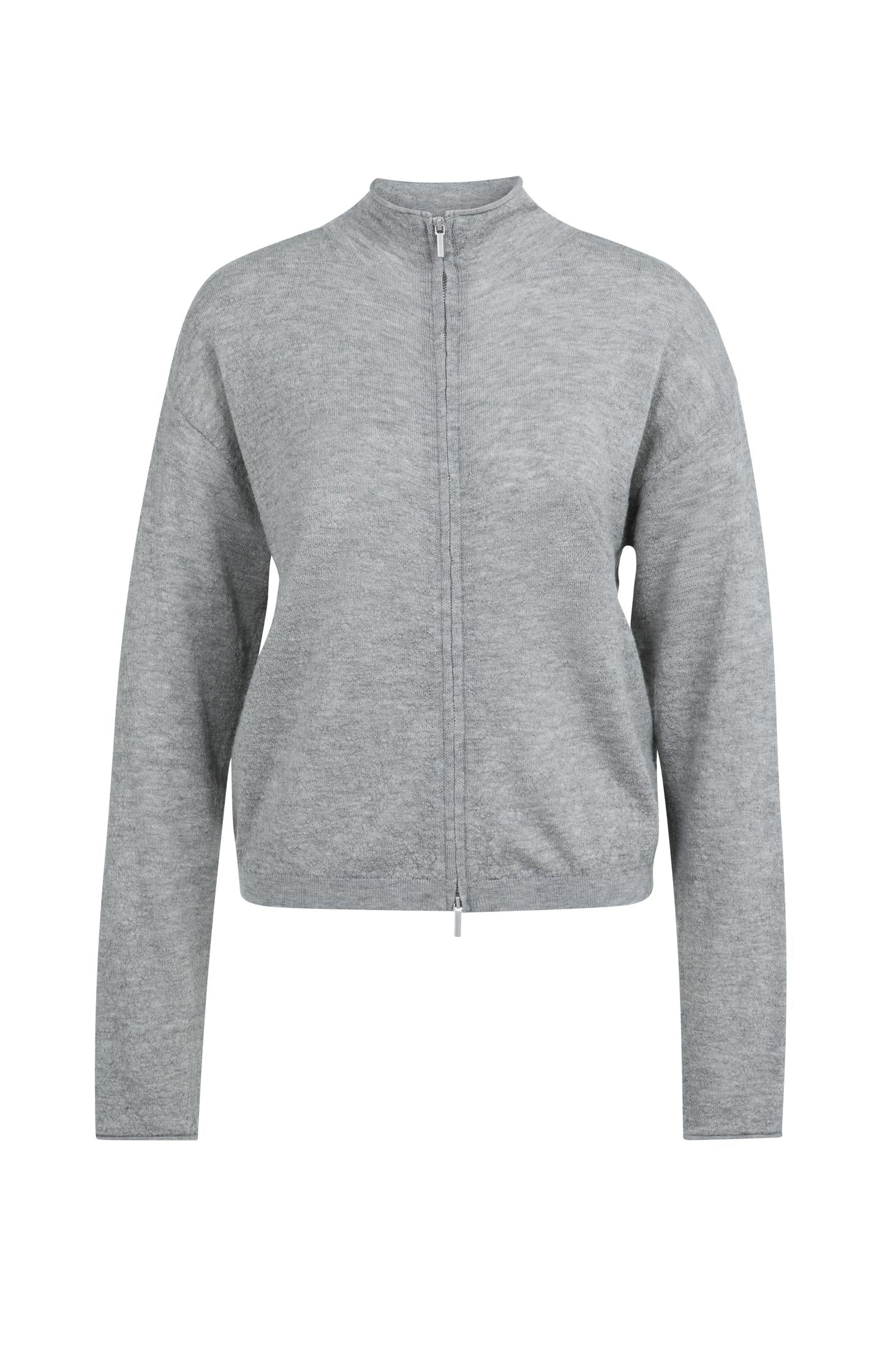 Knitted cardigan with high neck and zipper - Type: product