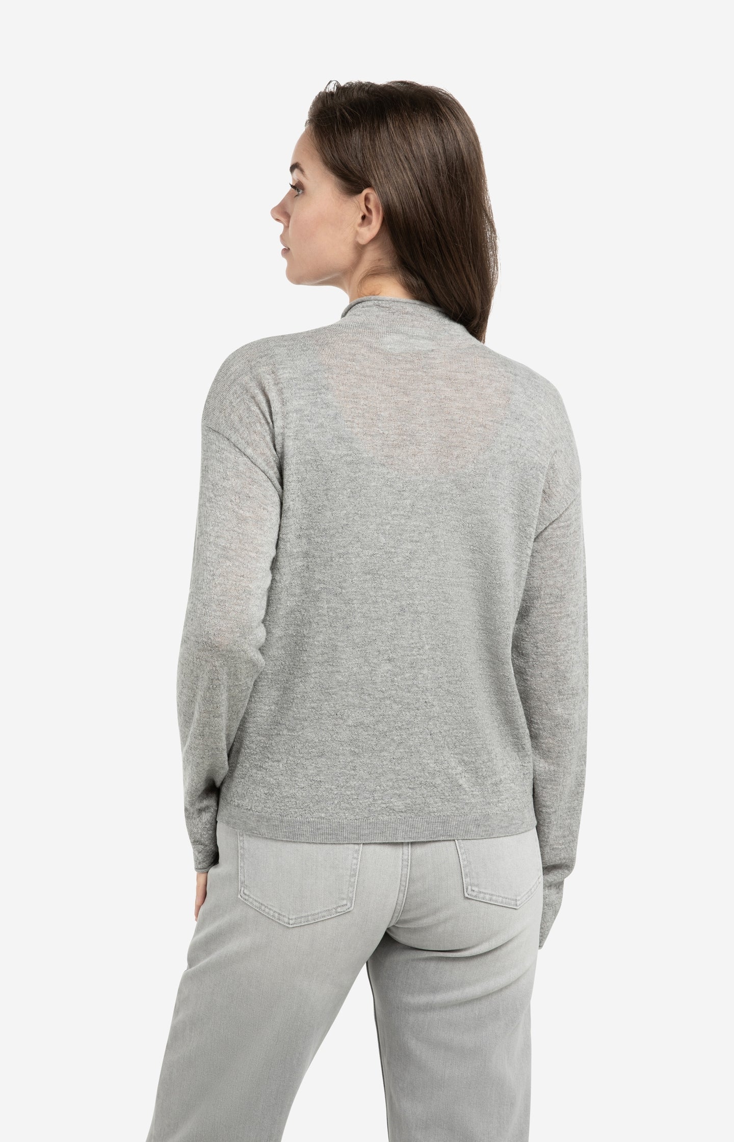 Knitted cardigan with high neck and zipper