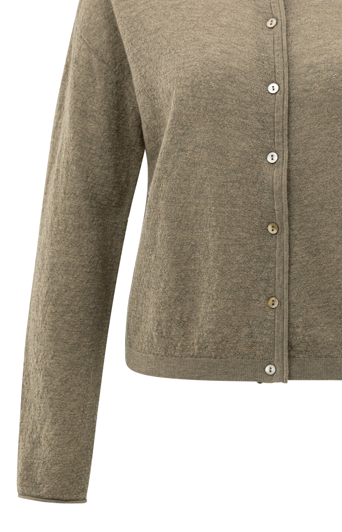Knitted cardigan with high neckline and button closure