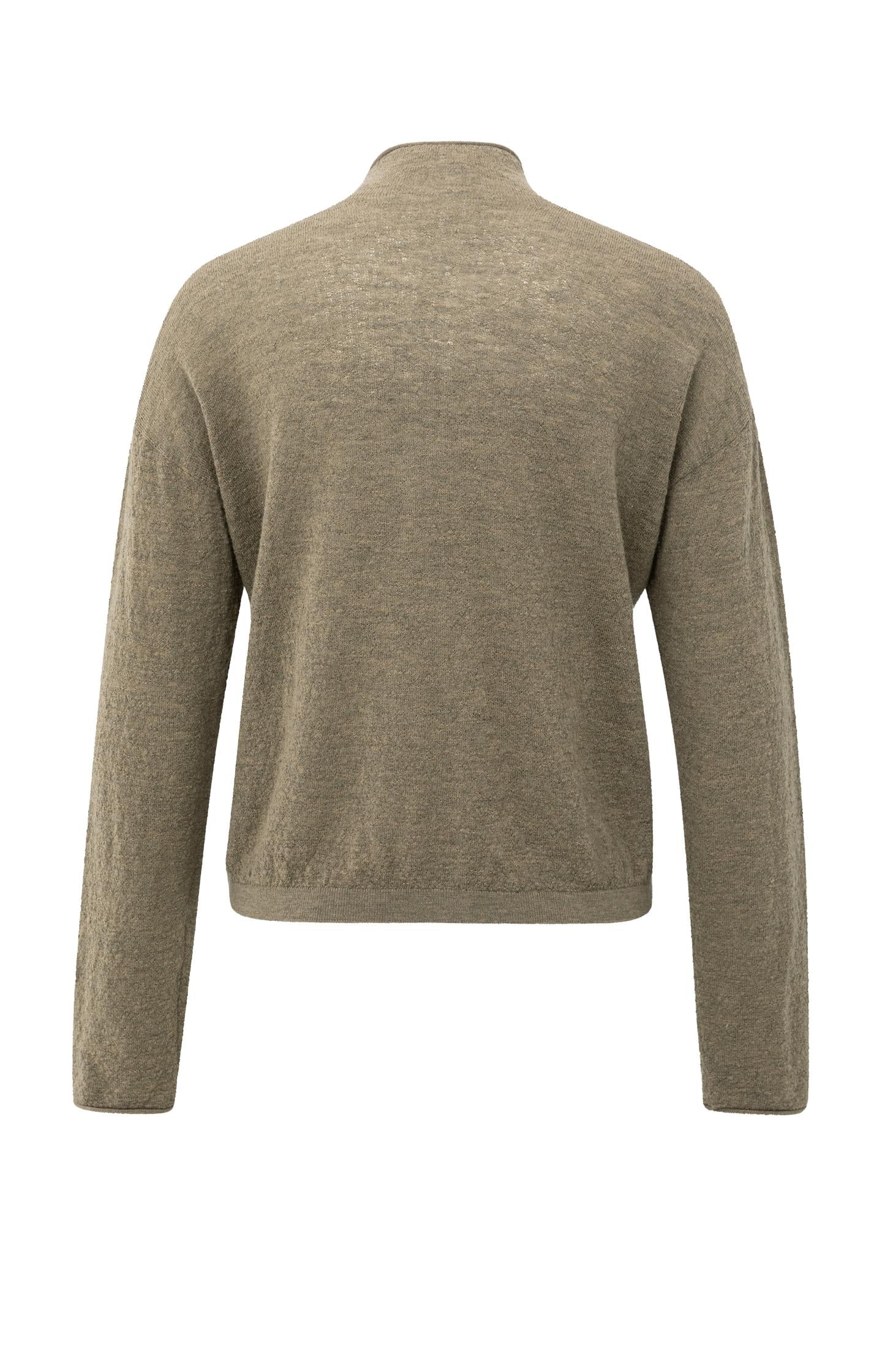 Knitted cardigan with high neckline and button closure